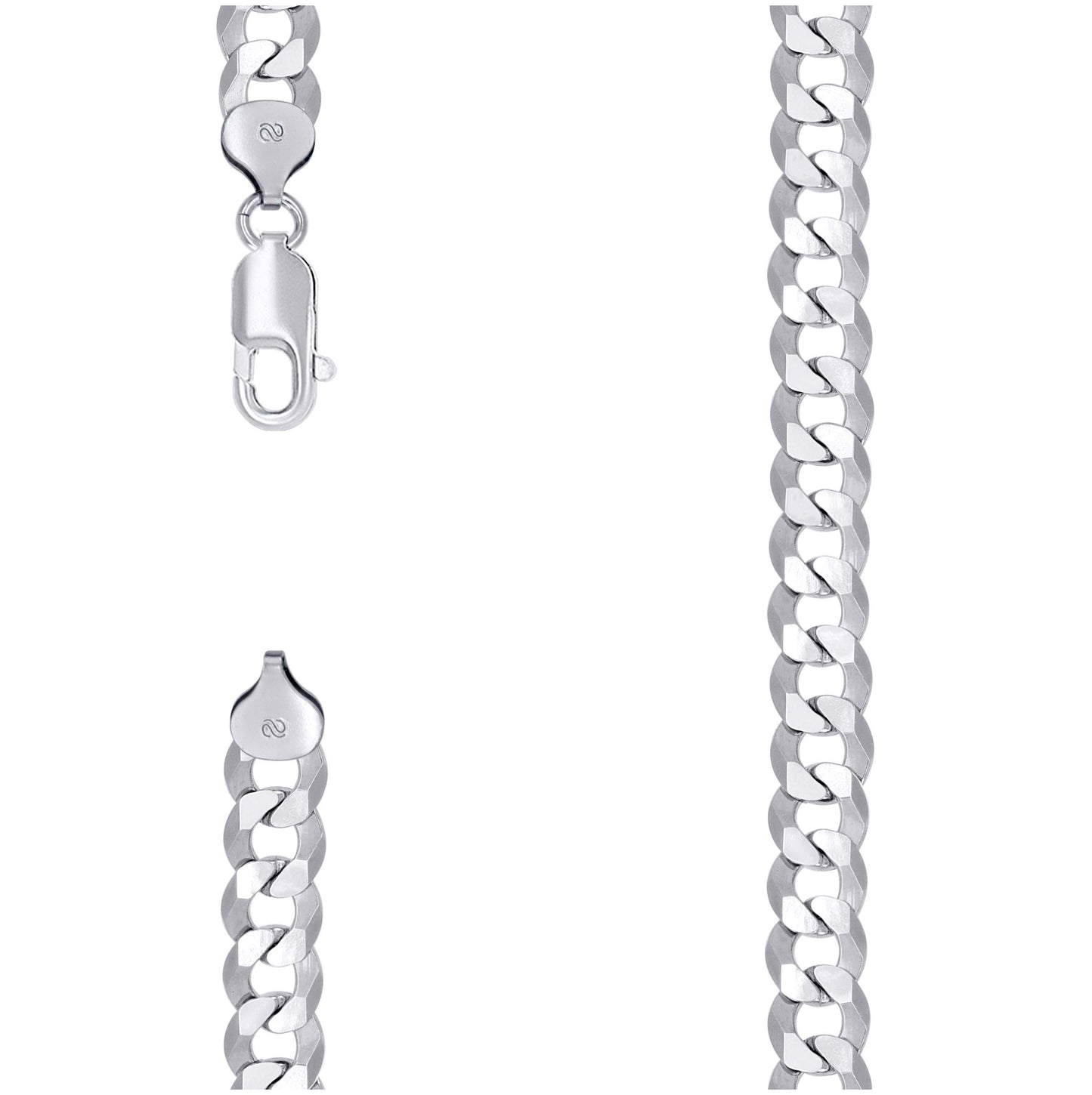 Sterling Silver Rhodium Plated Solid Super Flat Cuban Chain