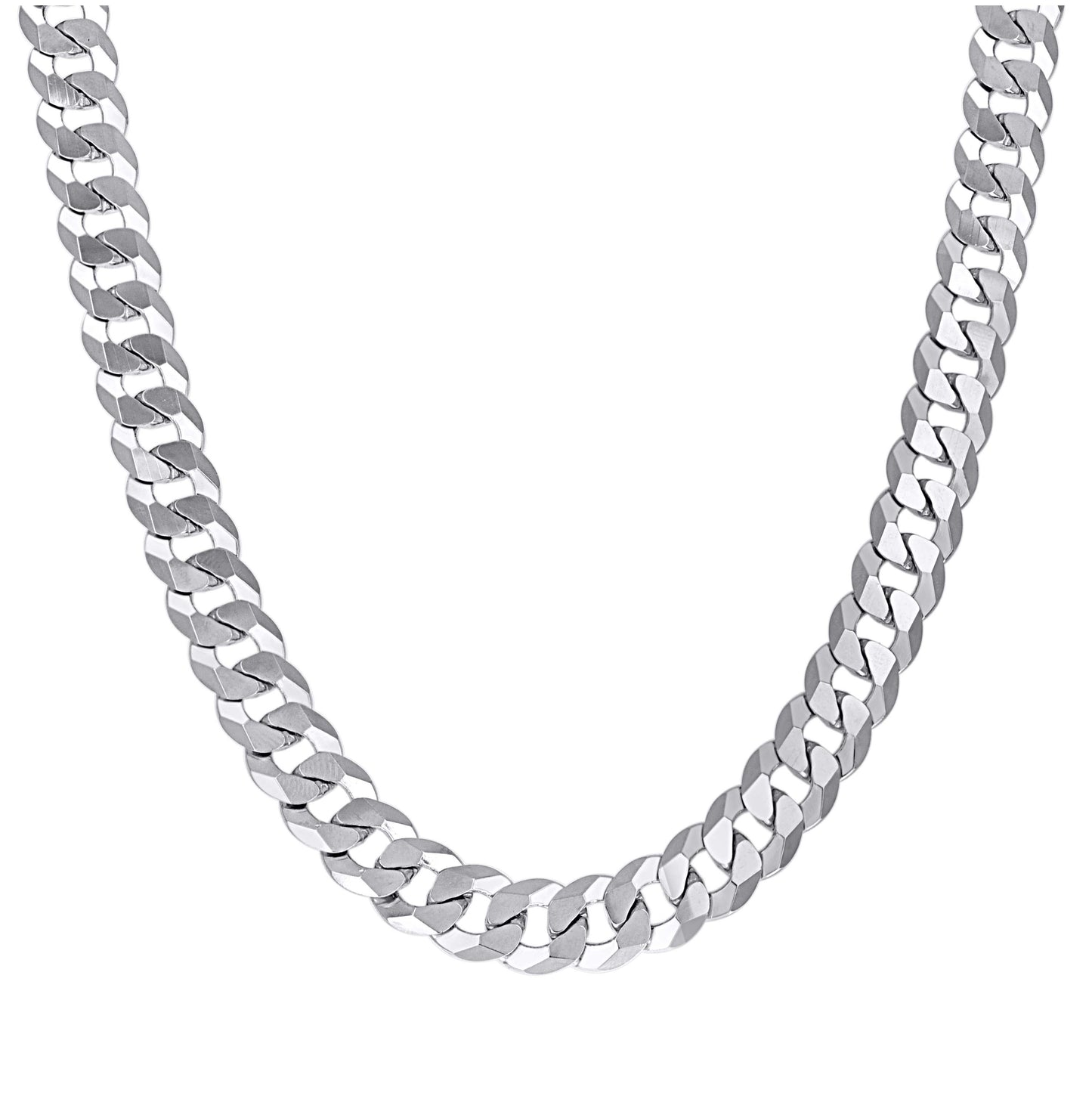 Sterling Silver Rhodium Plated Solid Super Flat Cuban Chain