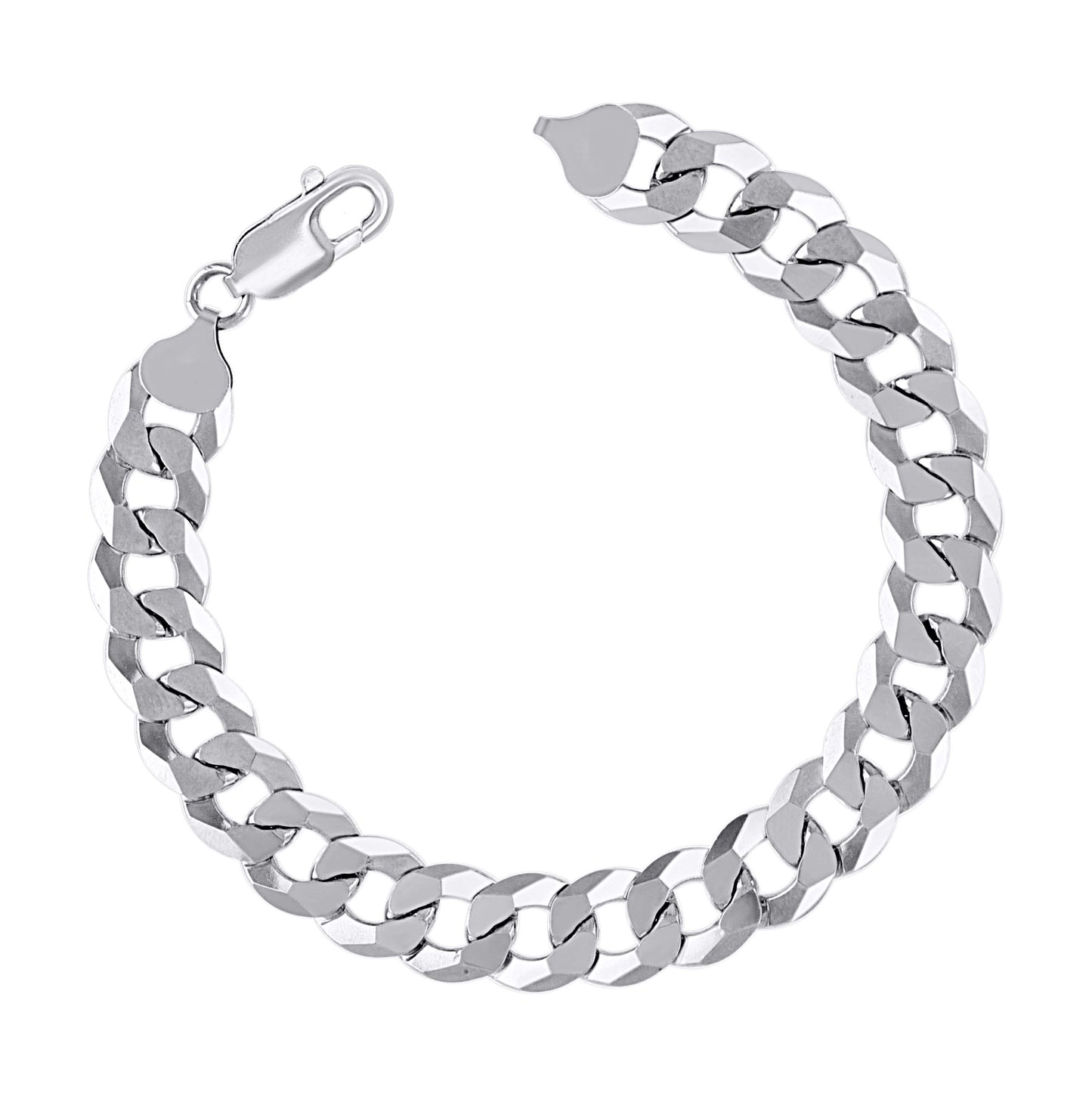 Sterling Silver Rhodium Plated Solid Super Flat Cuban Chain