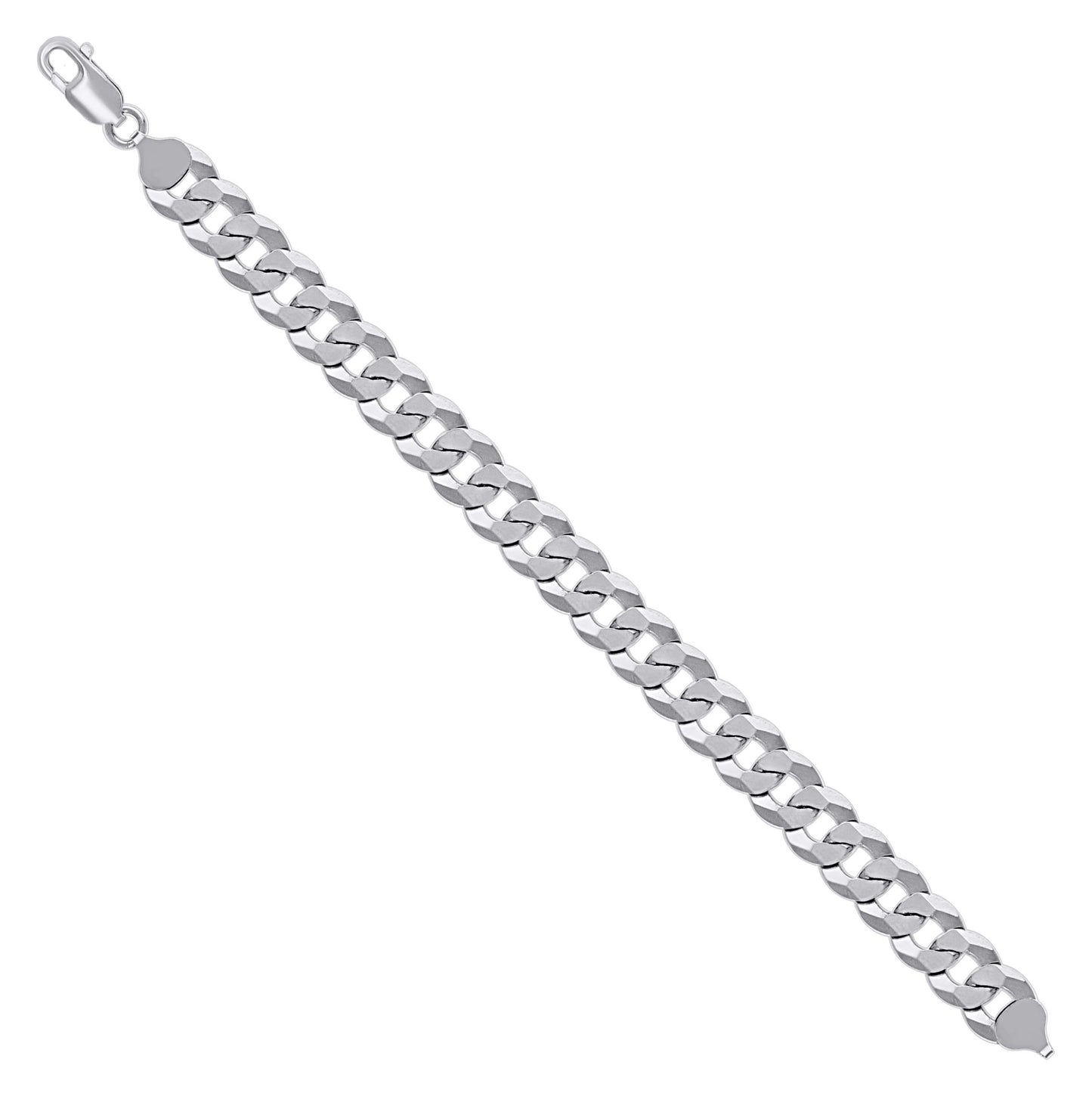 Sterling Silver Rhodium Plated Solid Super Flat Cuban Chain