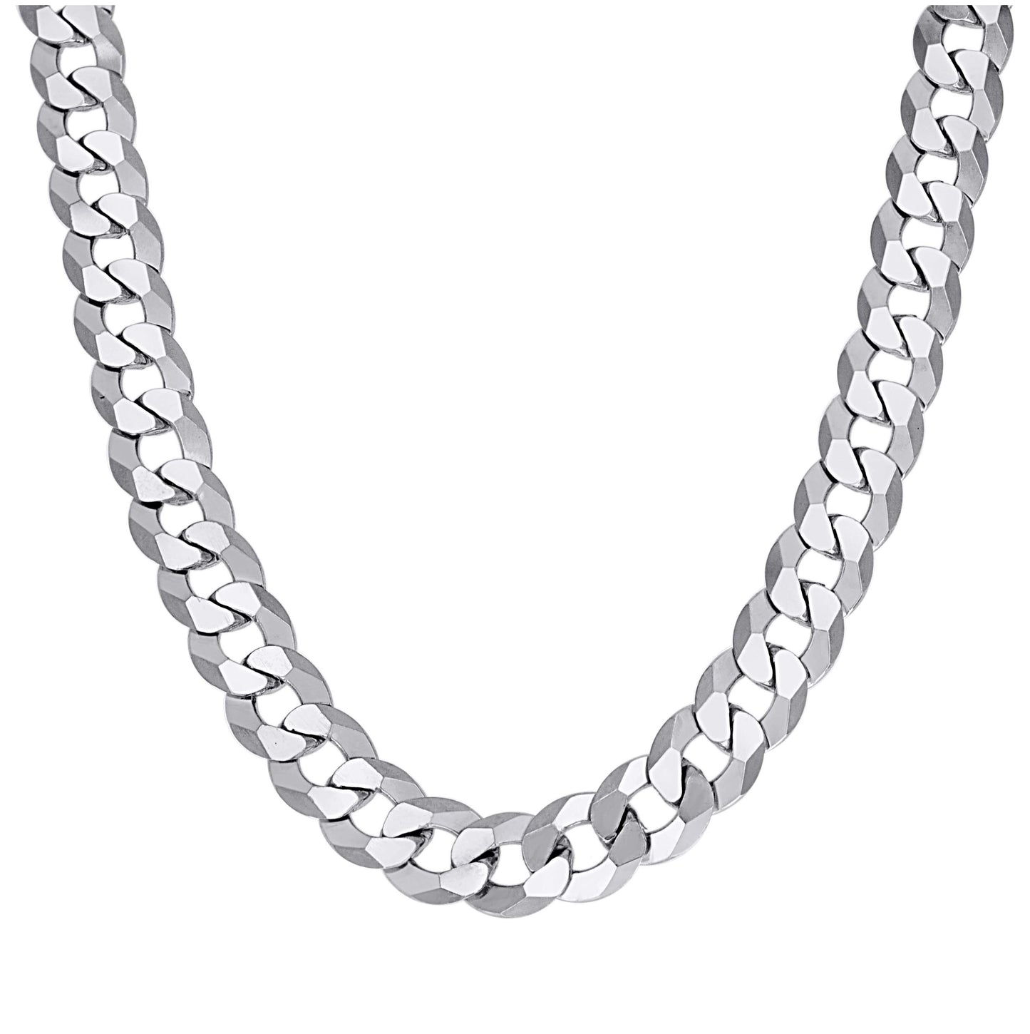 Sterling Silver Rhodium Plated Solid Super Flat Cuban Chain