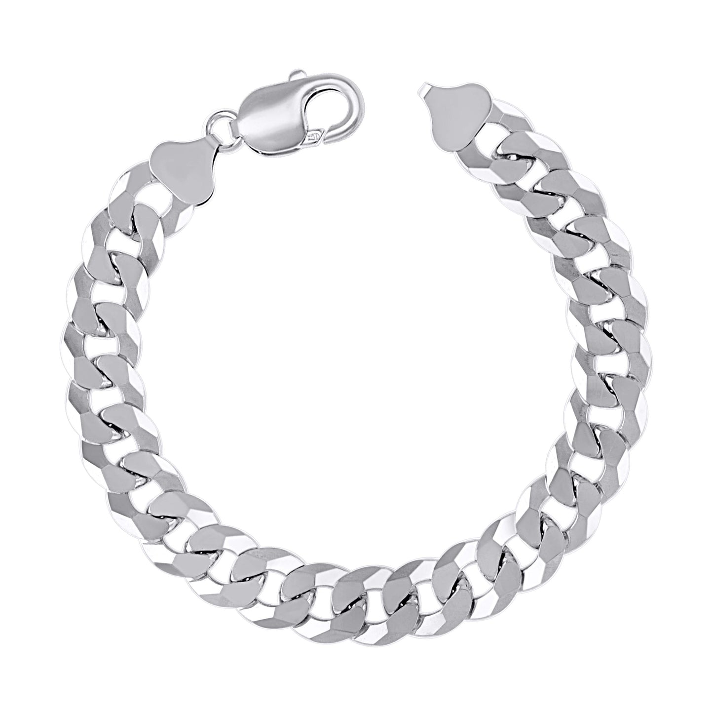 Sterling Silver Rhodium Plated Solid Super Flat Cuban Chain
