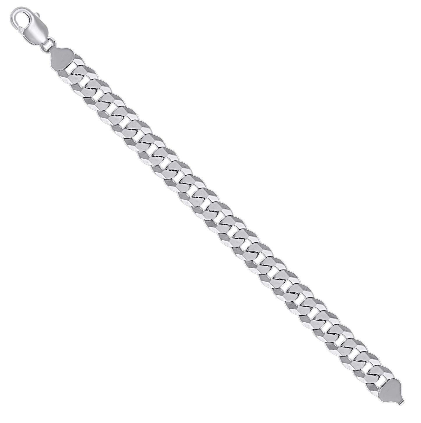 Sterling Silver Rhodium Plated Solid Super Flat Cuban Chain