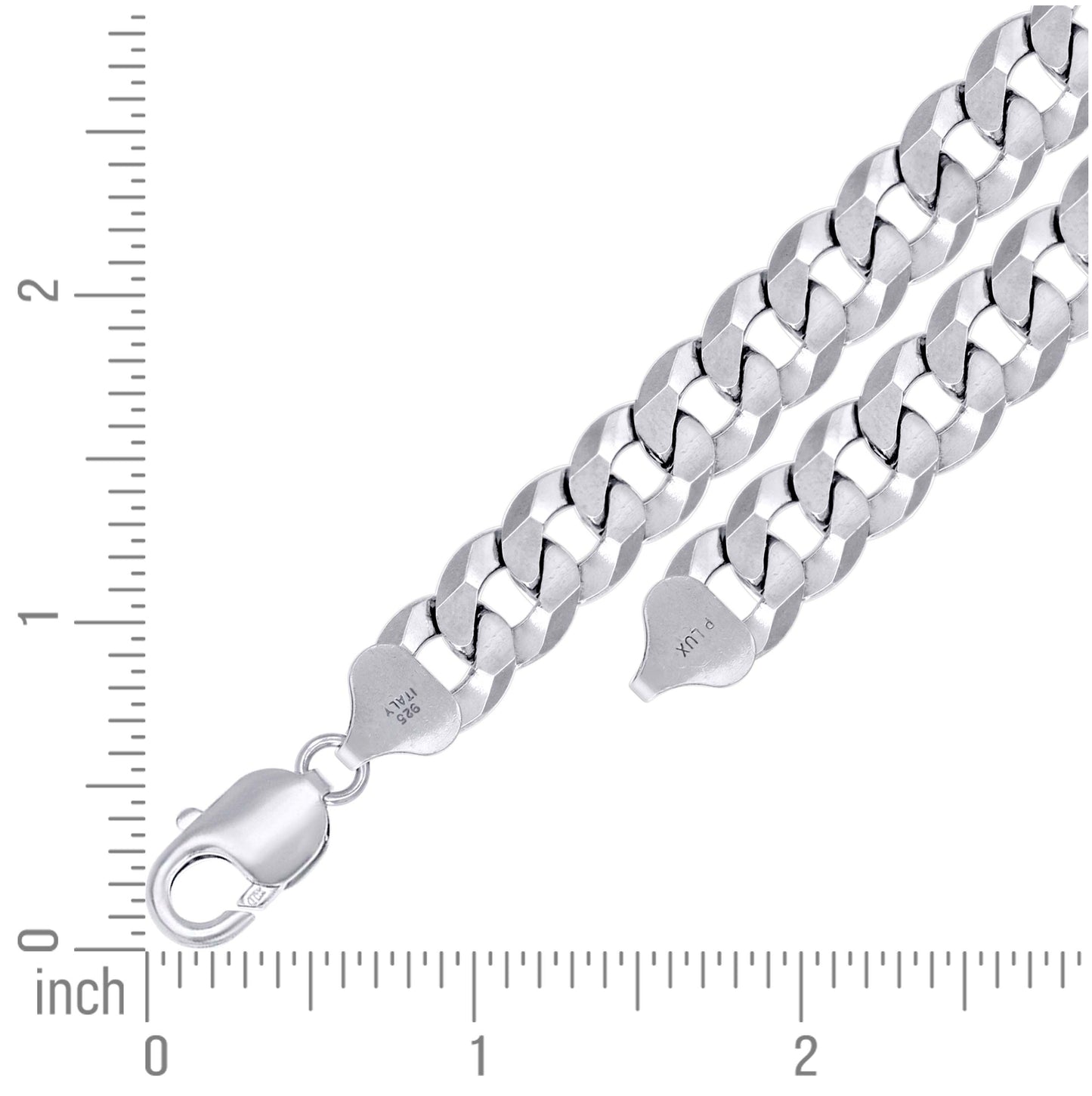 Sterling Silver Rhodium Plated Solid Super Flat Cuban Chain