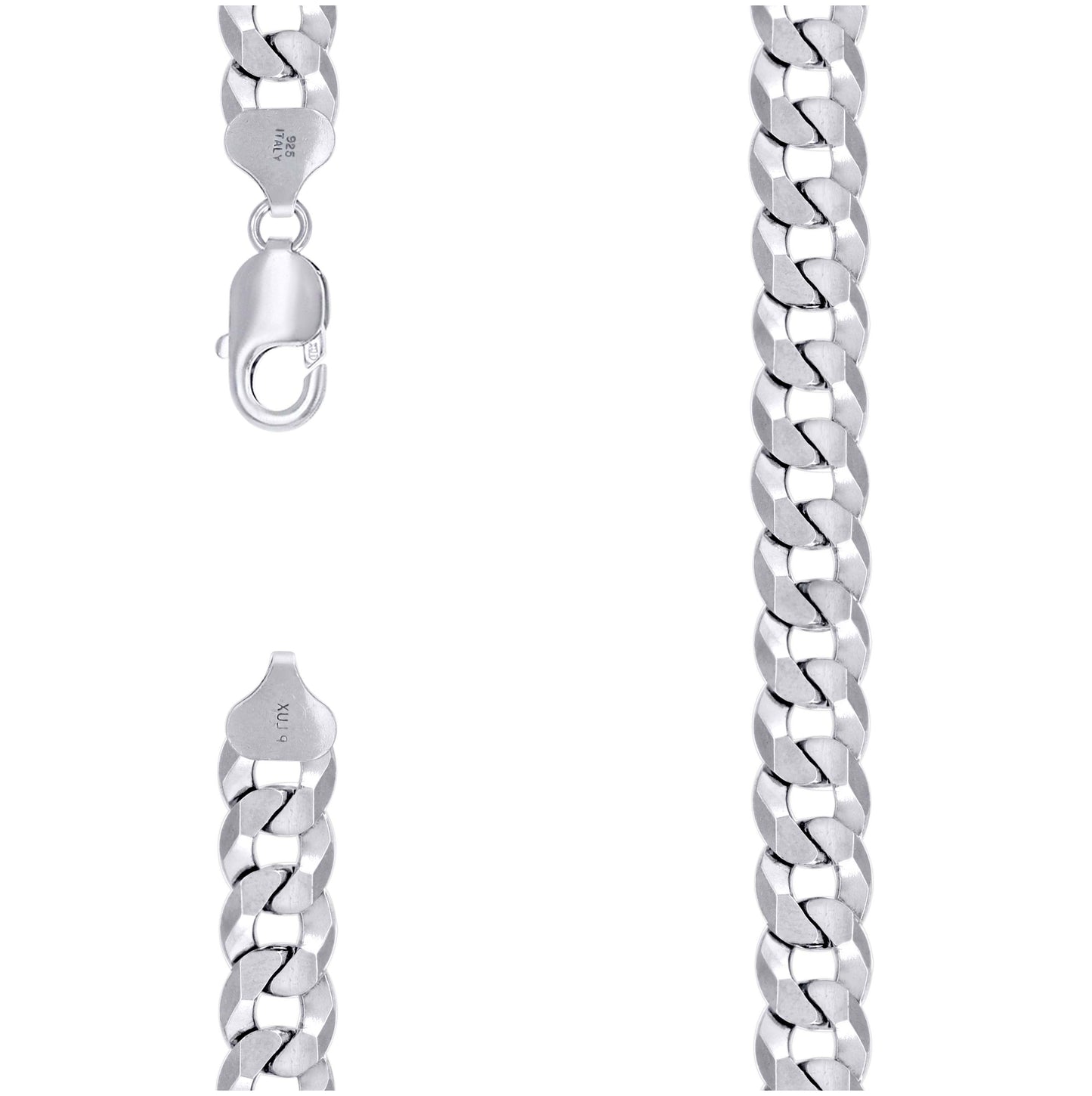 Sterling Silver Rhodium Plated Solid Super Flat Cuban Chain