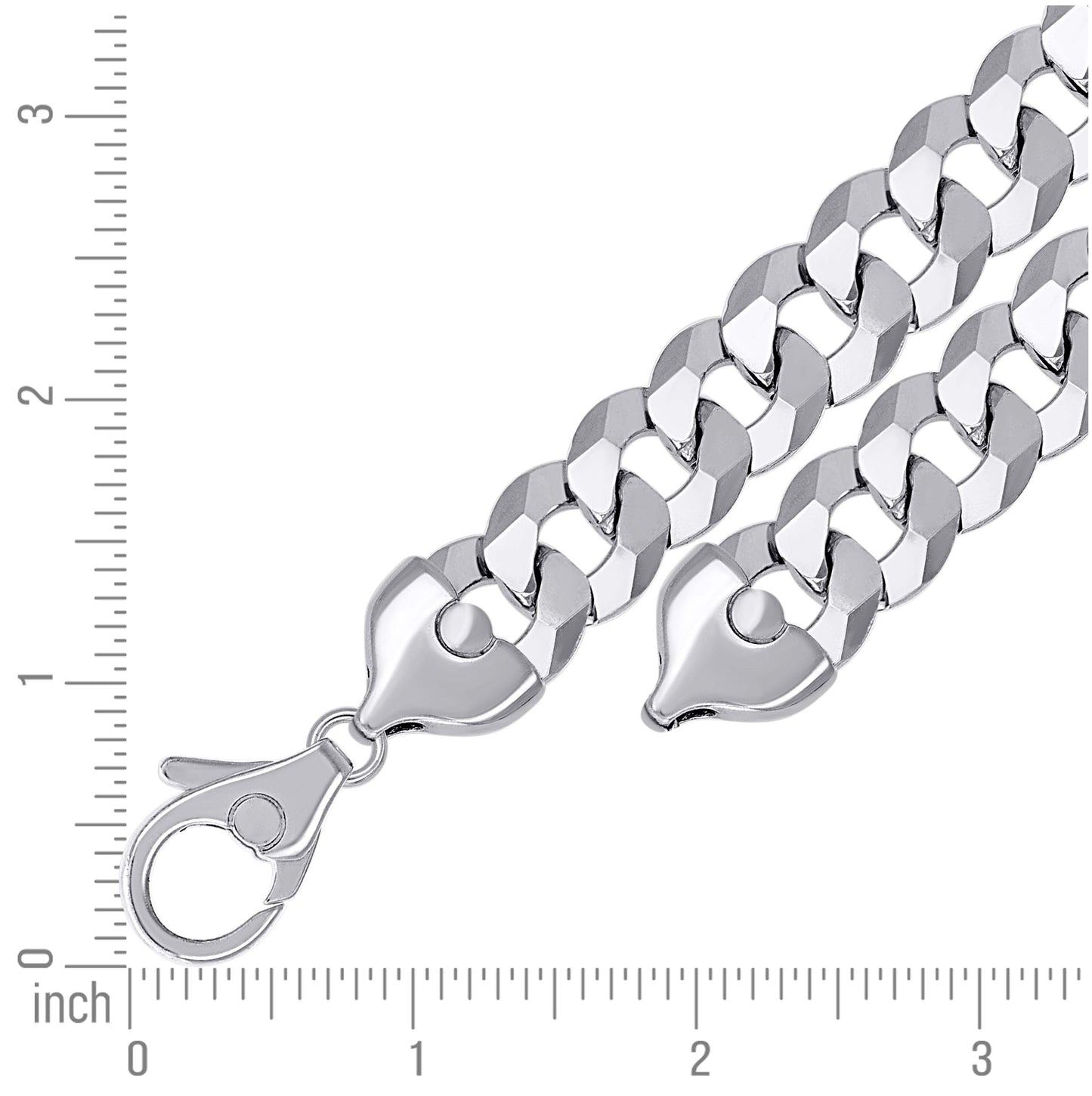 Sterling Silver Rhodium Plated Solid Super Flat Cuban Chain