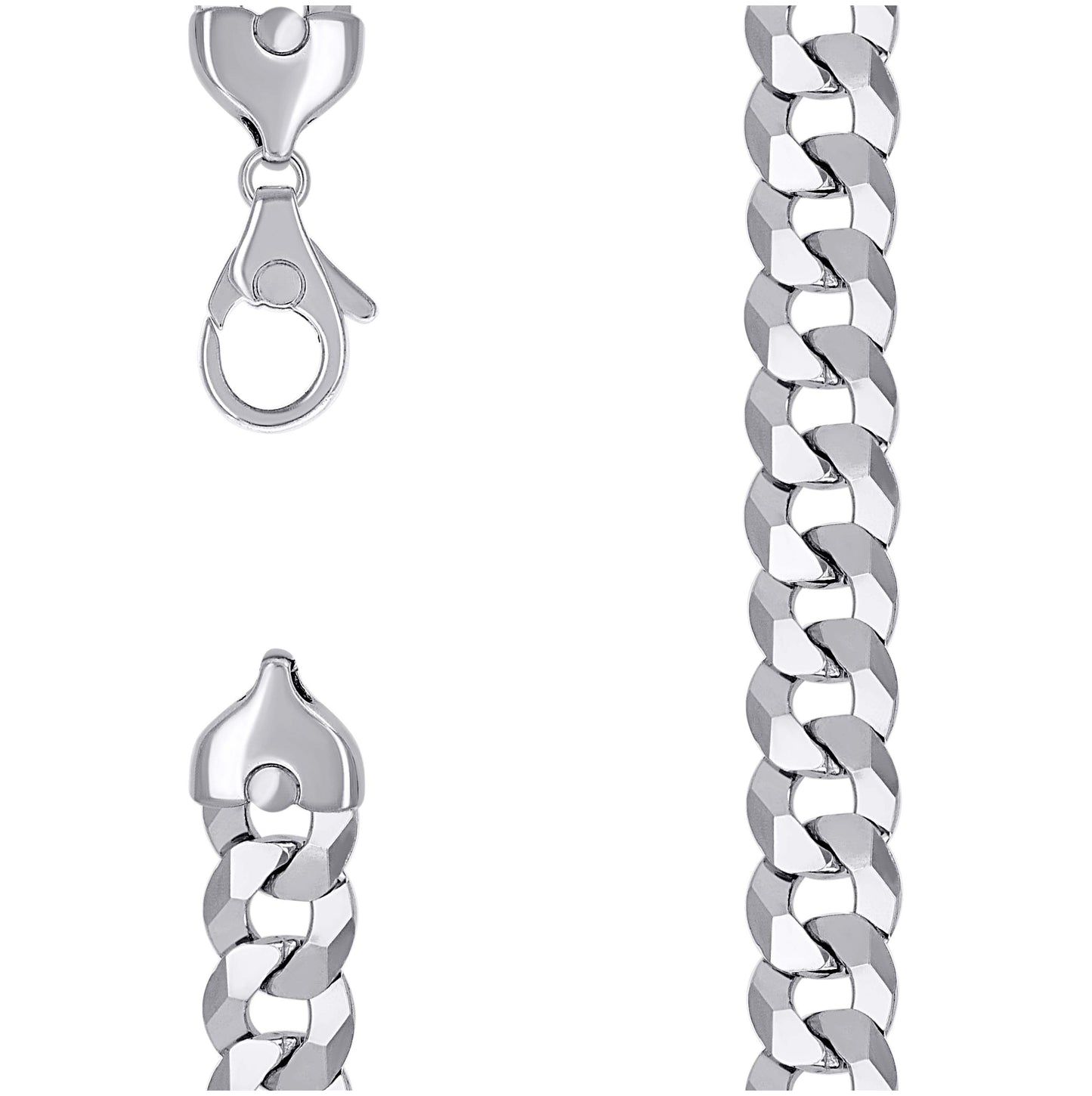 Sterling Silver Rhodium Plated Solid Super Flat Cuban Chain