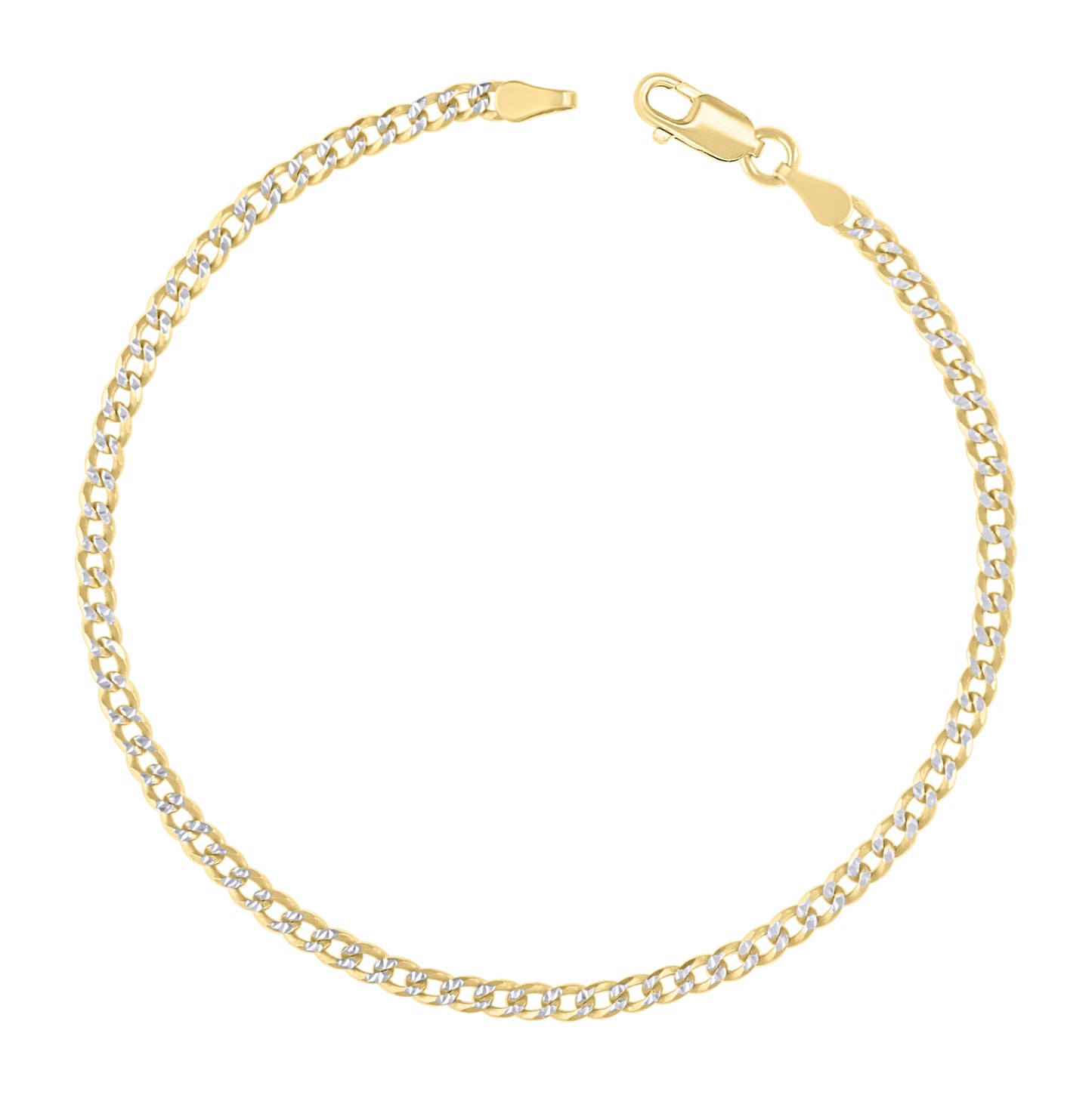 Sterling Silver Two Tone Solid Pave Super Flat Cuban Chain