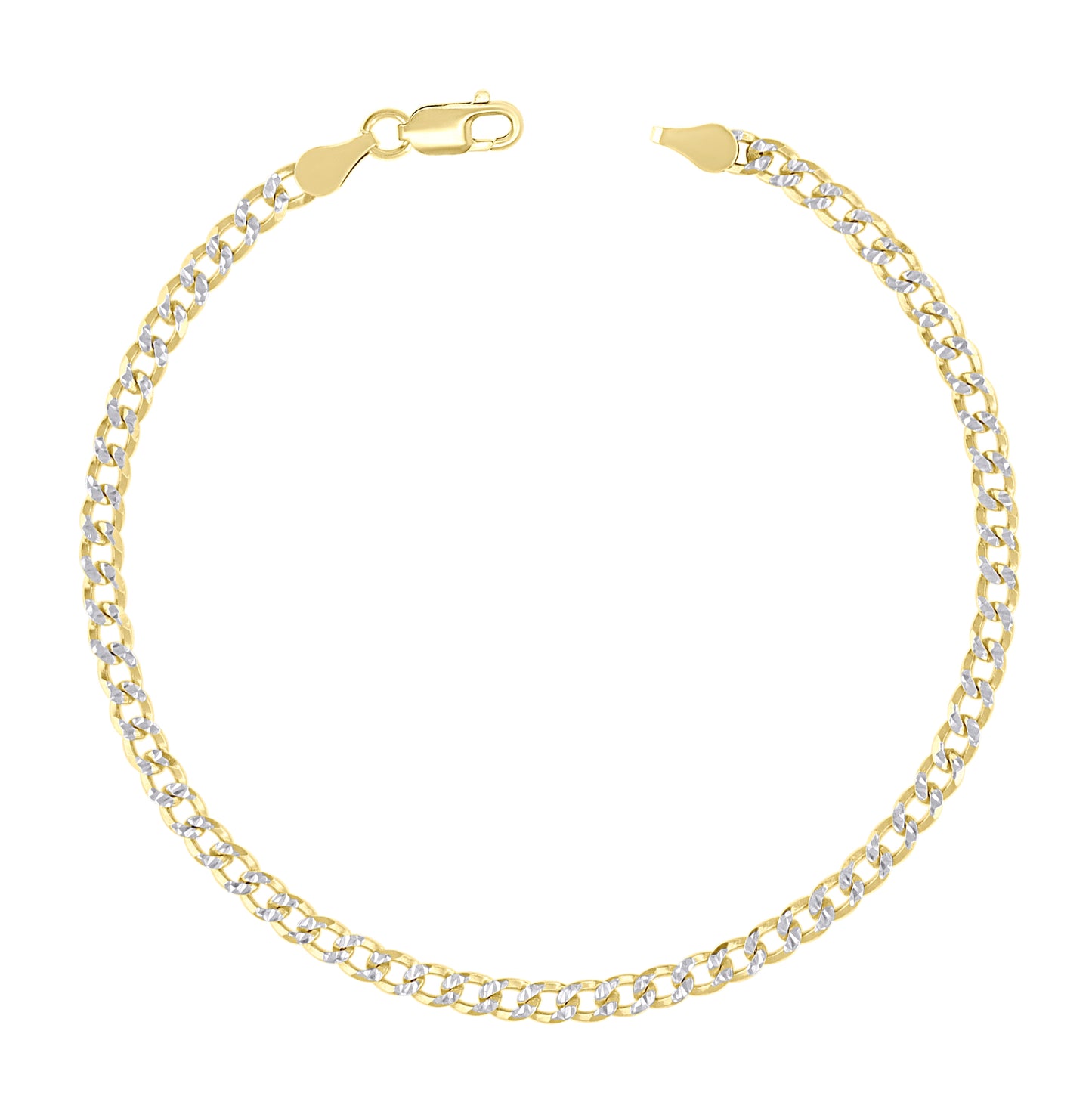 Sterling Silver Two Tone Solid Pave Super Flat Cuban Chain
