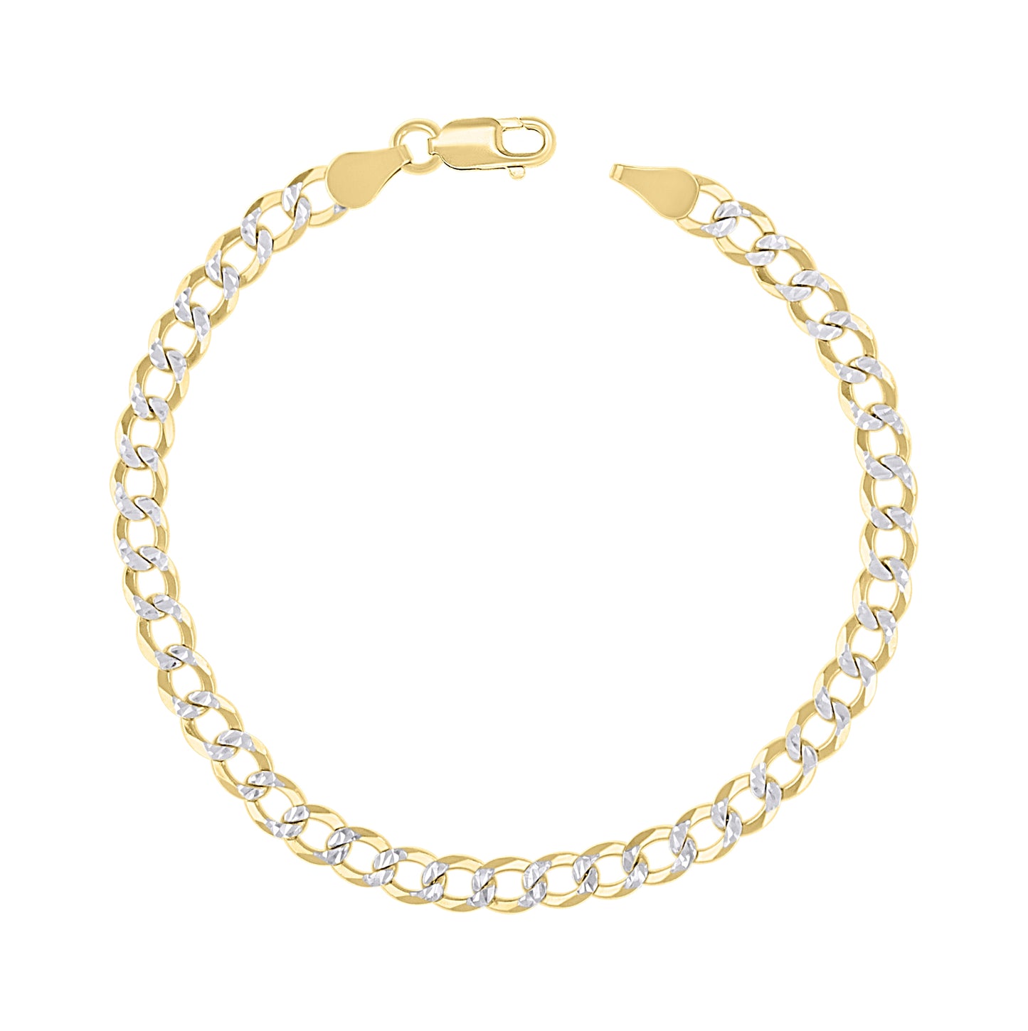 Sterling Silver Two Tone Solid Pave Super Flat Cuban Chain