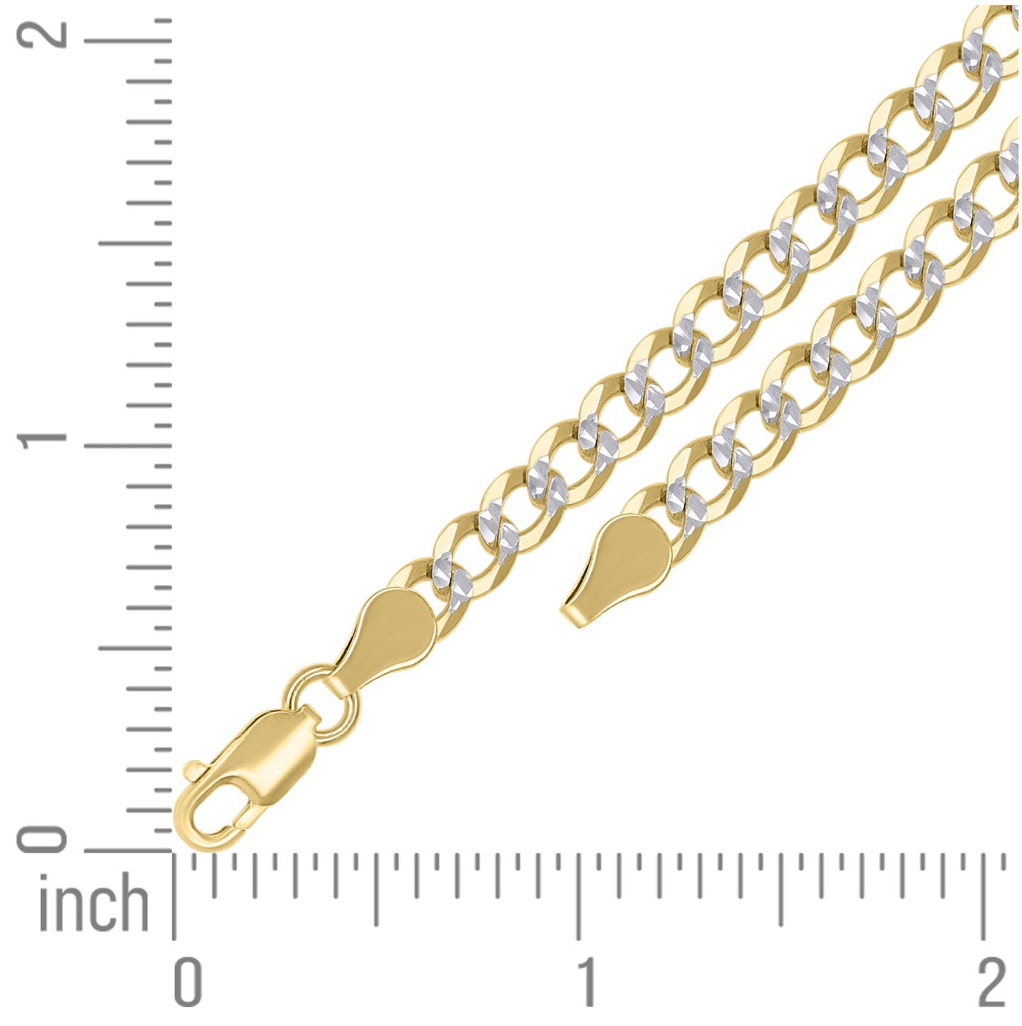 Sterling Silver Two Tone Solid Pave Super Flat Cuban Chain