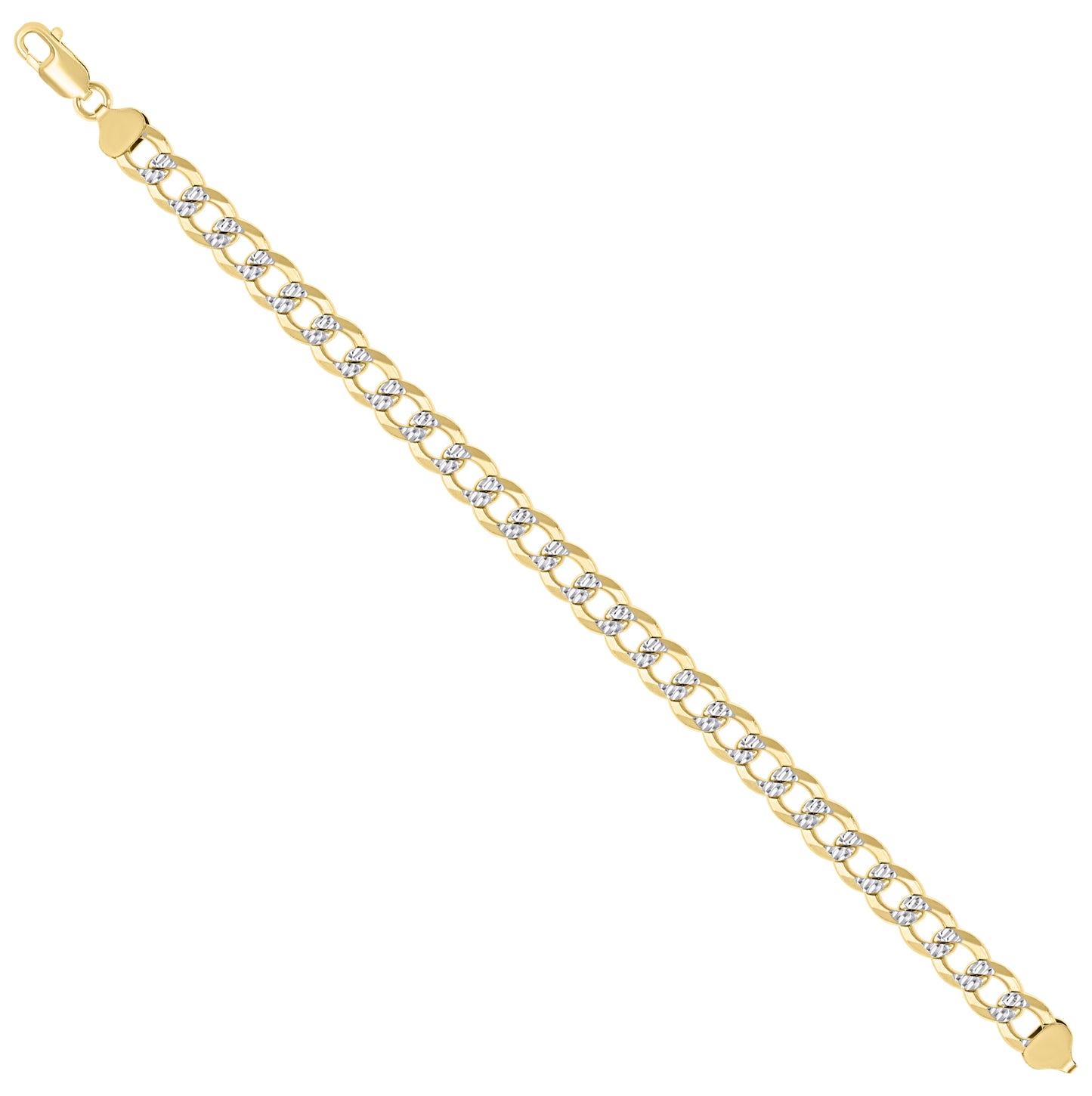 Sterling Silver Two Tone Solid Pave Super Flat Cuban Chain