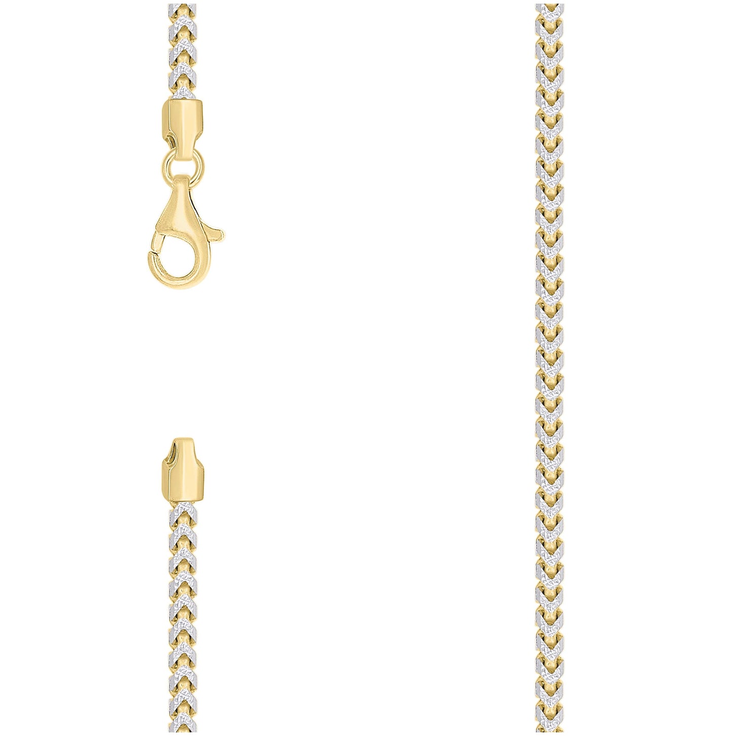 Sterling Silver Yellow-Tone Or Rose Tone Or Two Tone Solid Franco Chain