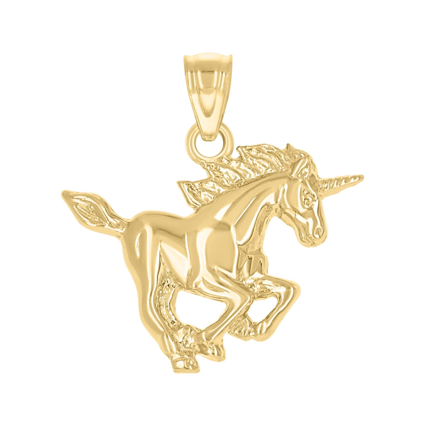 10K Yellow Gold Unisex Unicorn Animal Charm Pendant