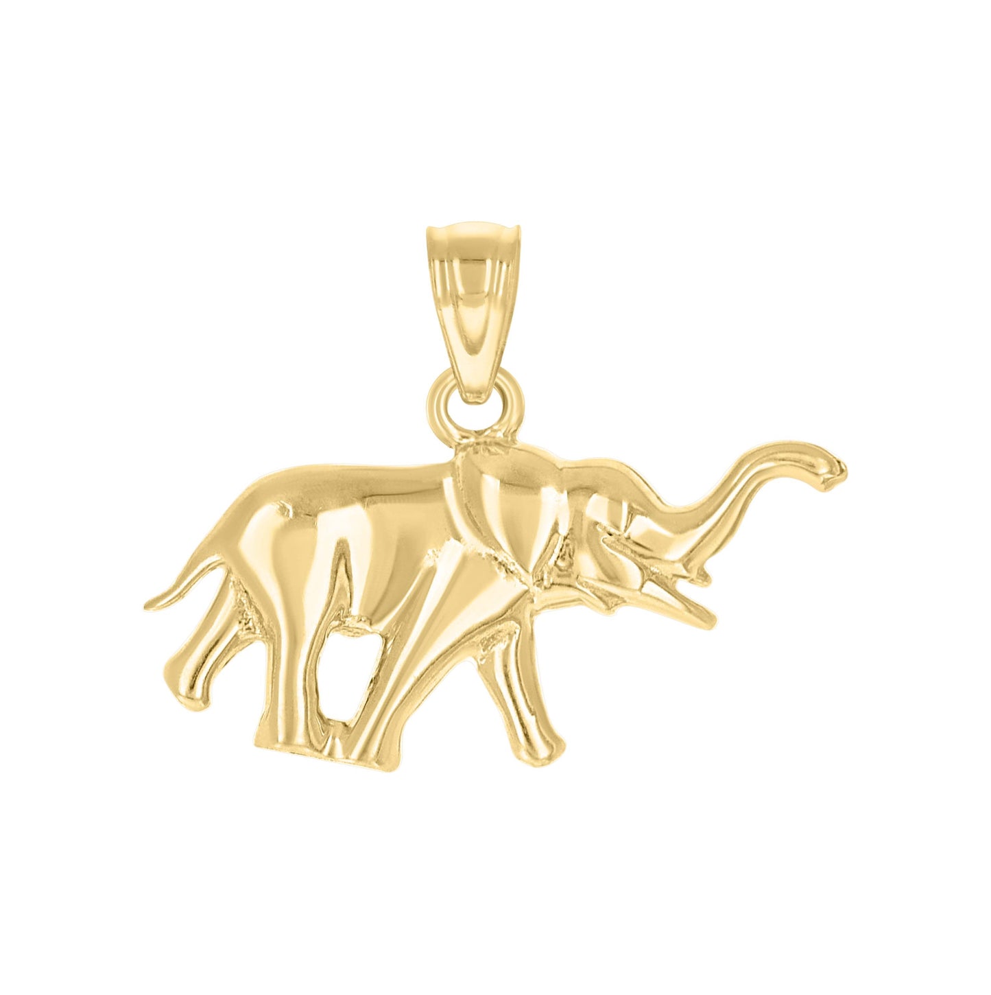 10K Yellow Gold Mens Elephant Animal Charm Pendant