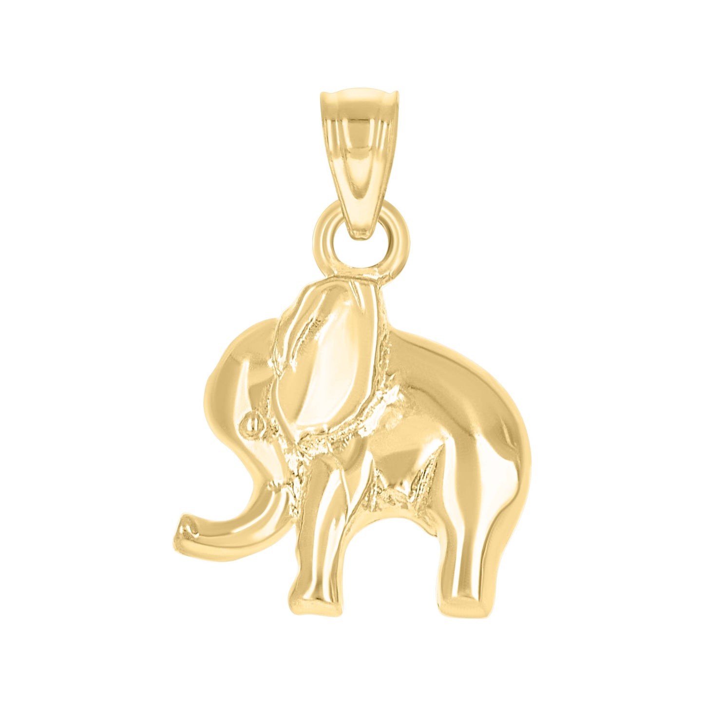 10K Yellow Gold Mens Elephant Animal Charm Pendant