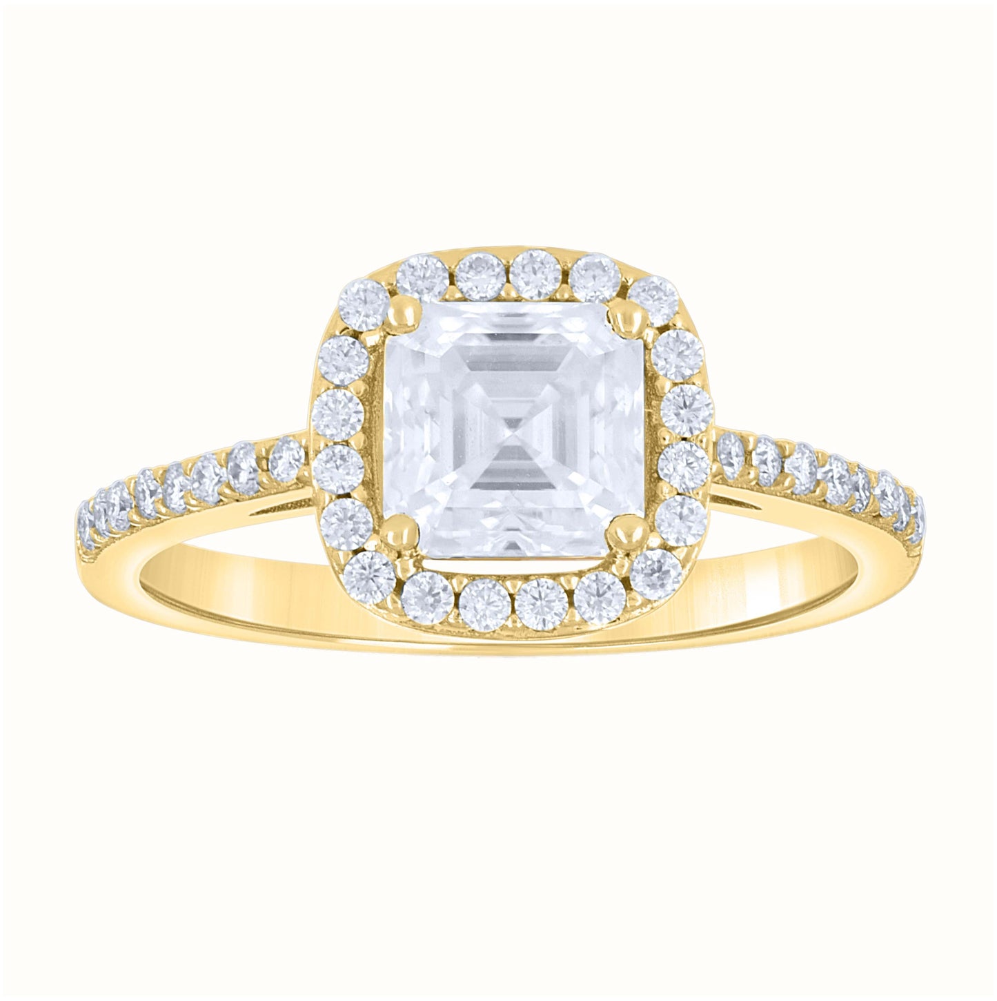 14K Yellow Gold Womens Princess-cut Round Moissanite Fashion Engagement Ring Size 7