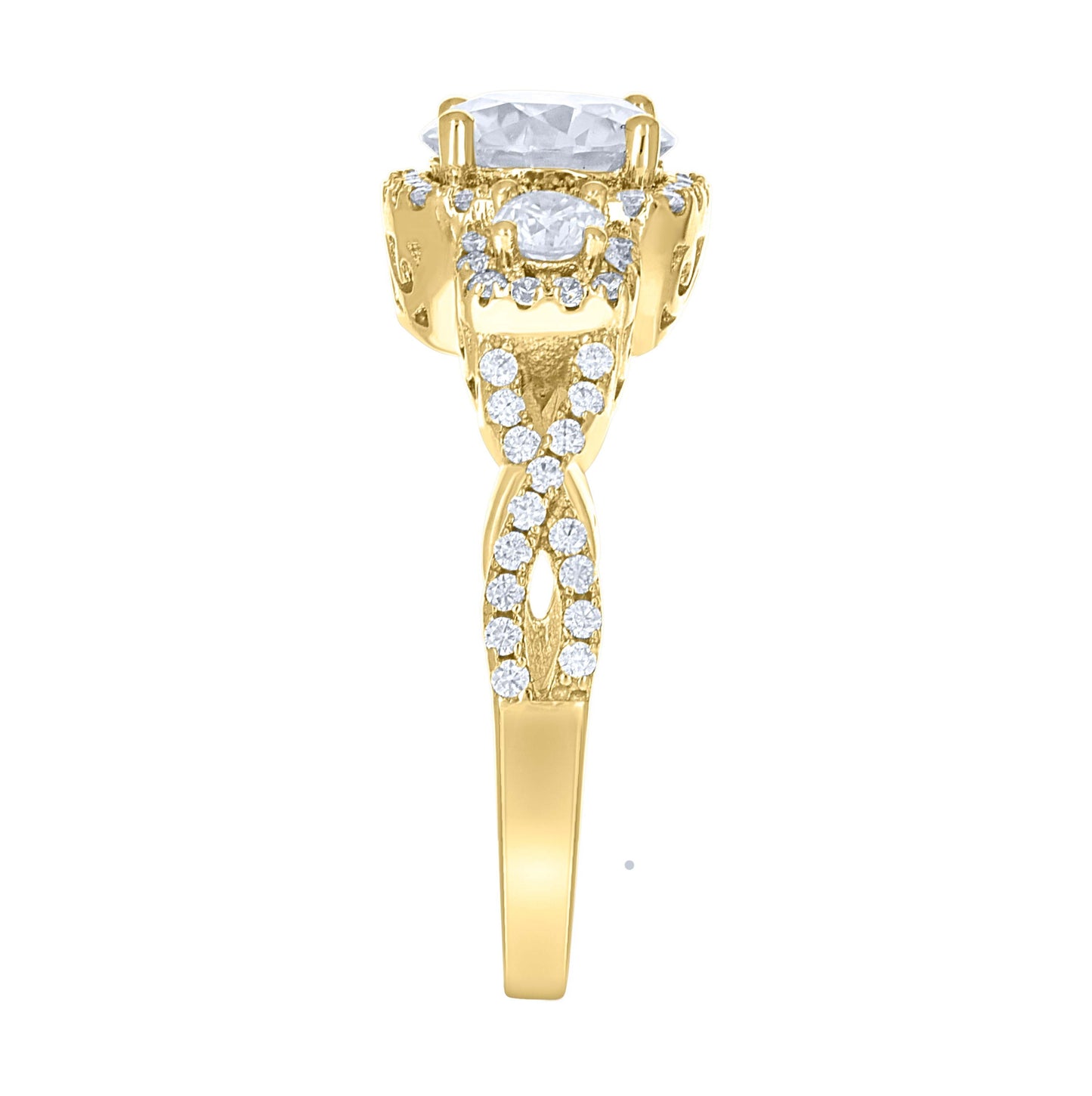 14K Yellow Gold Womens Moissanite Fashion Engagement Ring Size 7