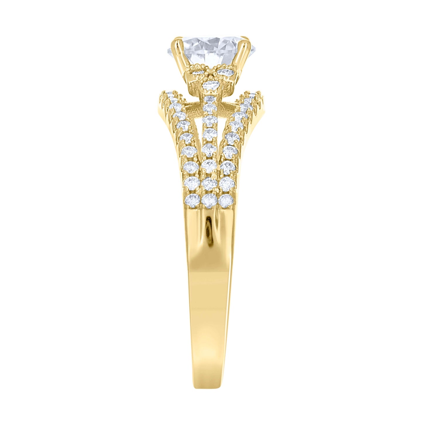 14K Yellow Gold Womens Moissanite Fashion Engagement Ring Size 7