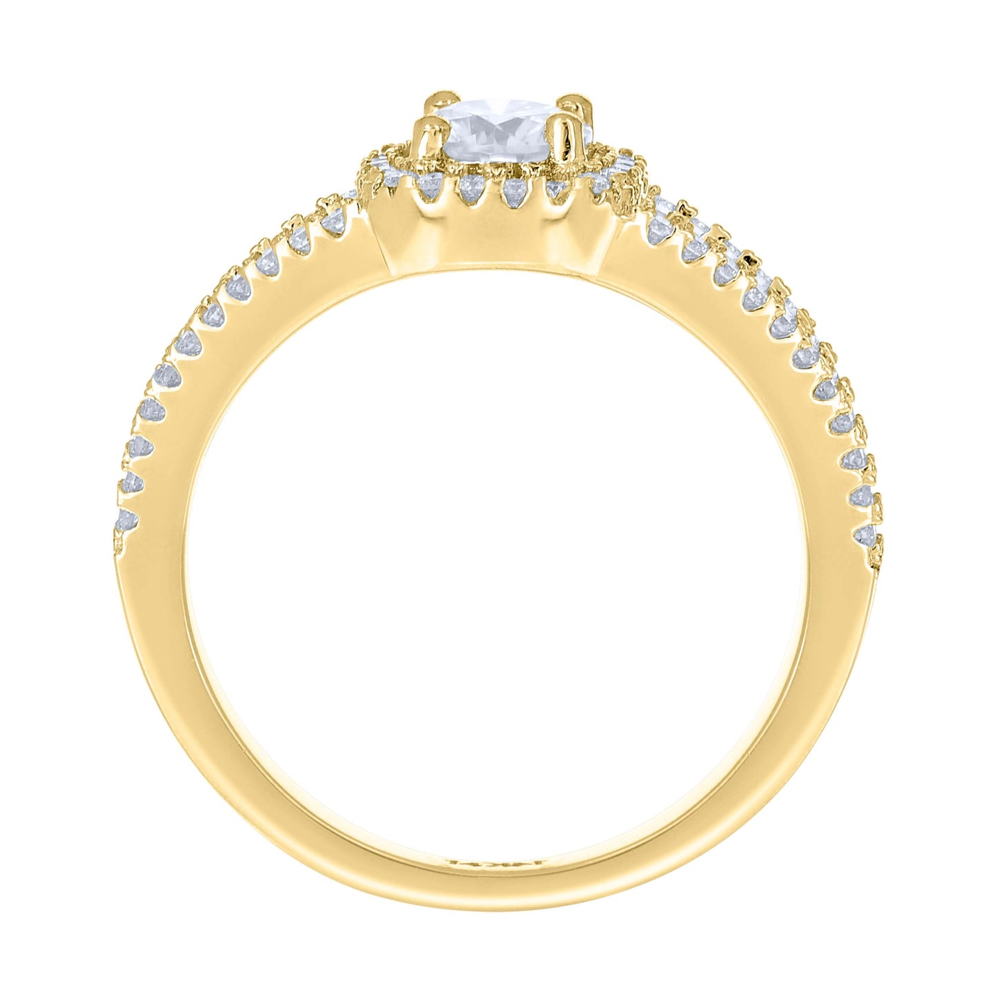 14K Yellow Gold Womens Moissanite Halo Engagement Ring Size 7