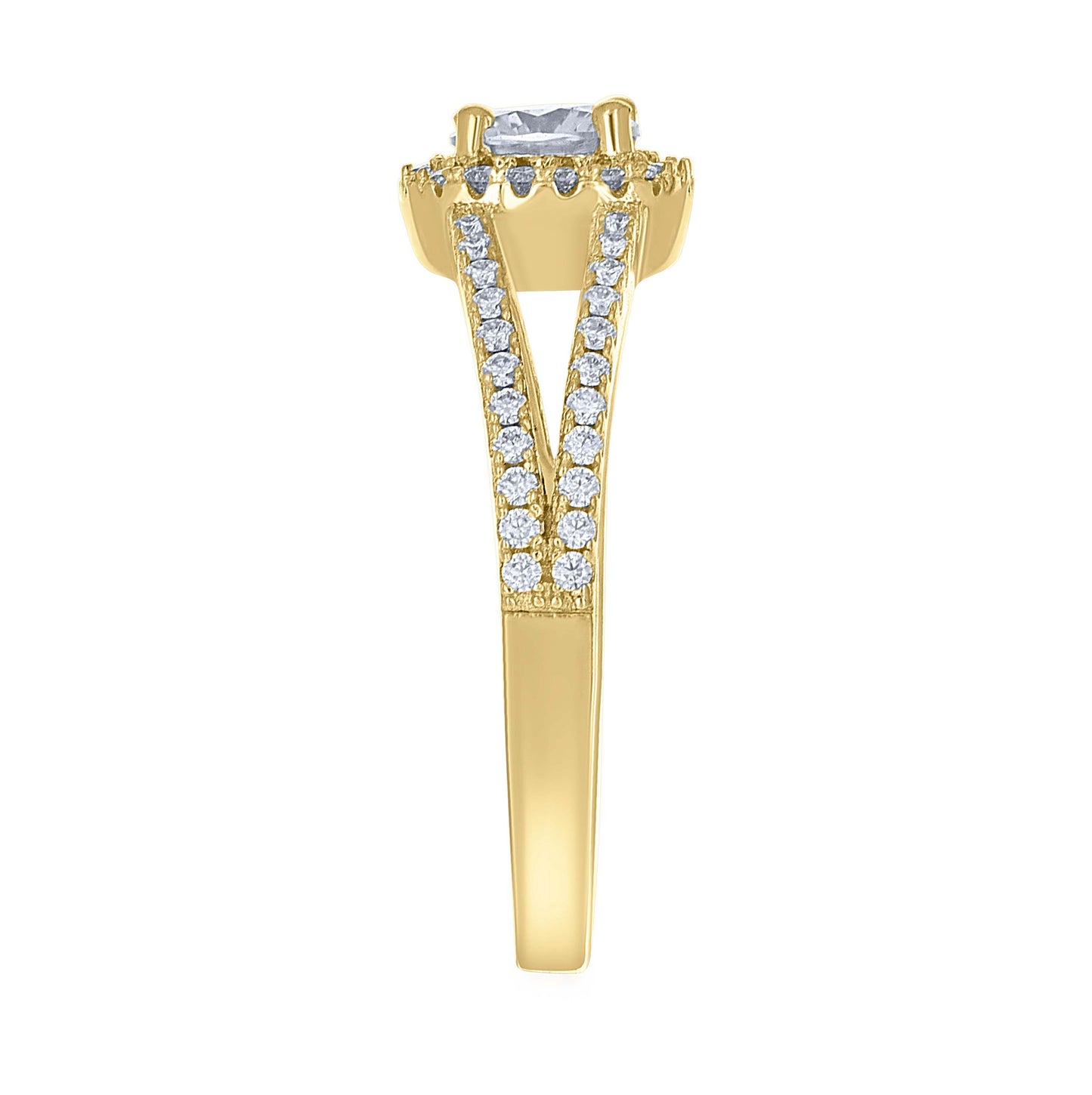 14K Yellow Gold Womens Moissanite Halo Engagement Ring Size 7