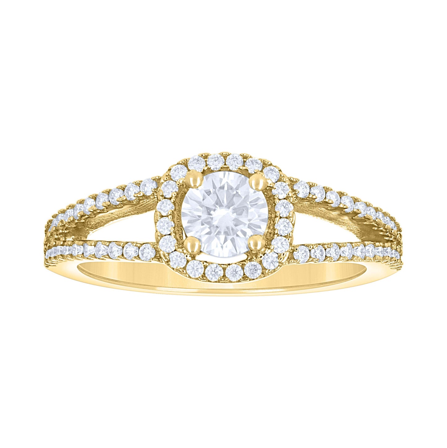 14K Yellow Gold Womens Moissanite Halo Engagement Ring Size 7