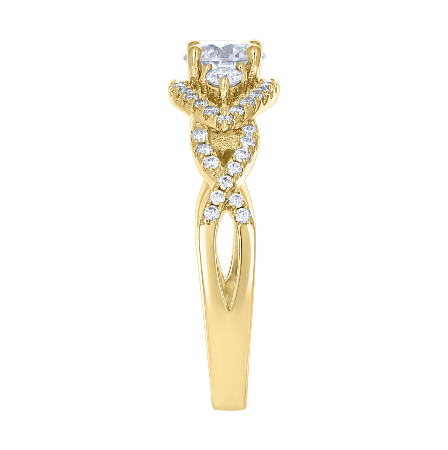 14K Yellow Gold Womens Moissanite Infinity Love Engagement Ring Size 7