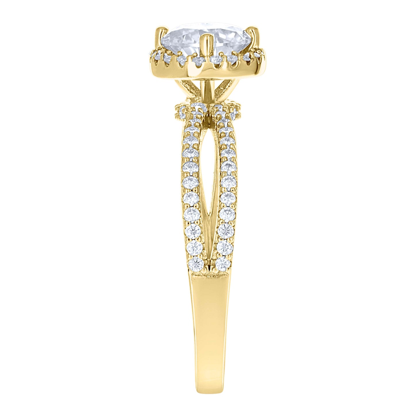 14K Yellow Gold Womens Moissanite Fashion Engagement Ring Size 7