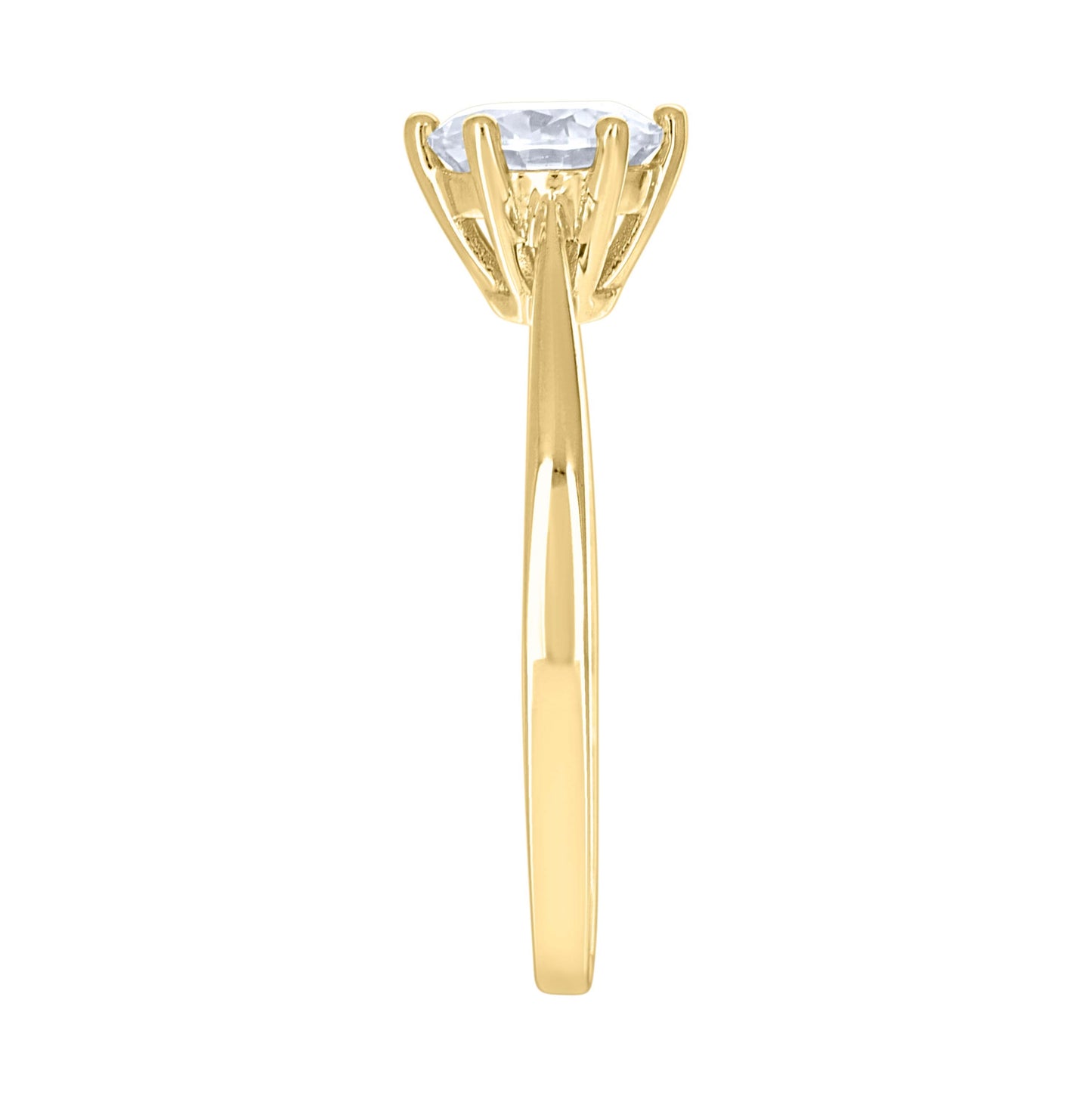 14K Yellow Gold Womens Moissanite Solitaire Engagement Ring Size 7