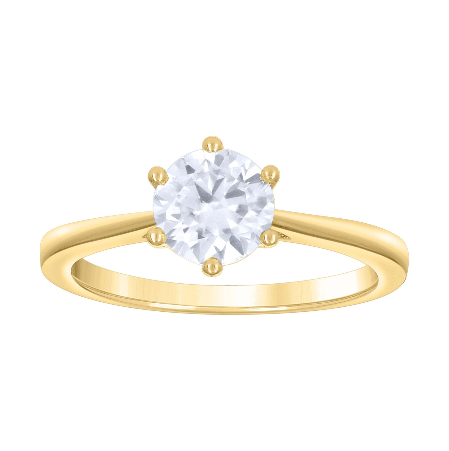 14K Yellow Gold Womens Moissanite Solitaire Engagement Ring Size 7
