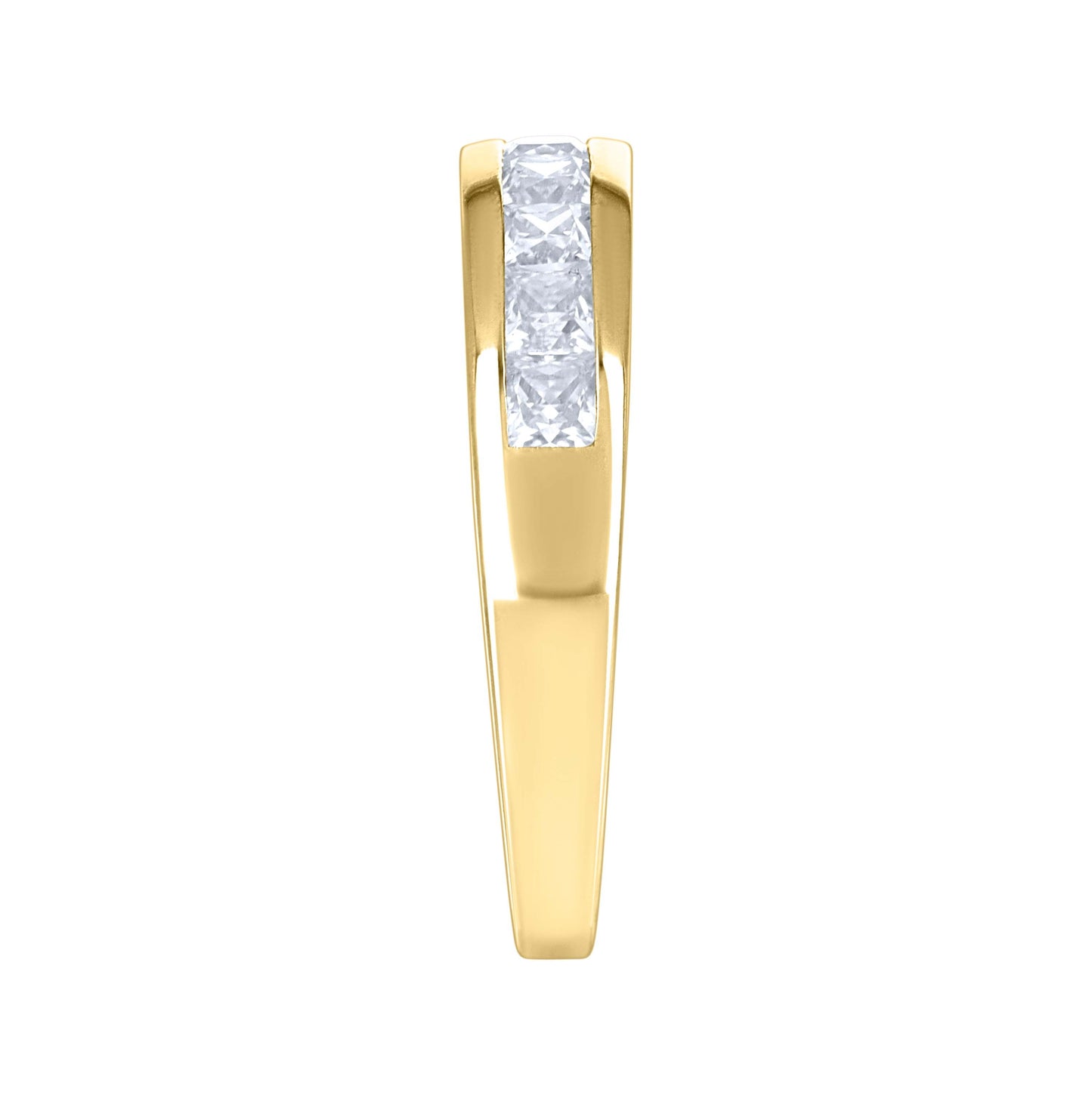 14K Yellow Gold Womens Princess-cut Moissanite Eternity Wedding Band Ring Size 7