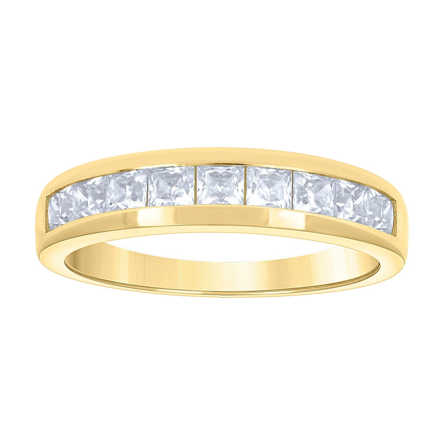 14K Yellow Gold Womens Princess-cut Moissanite Eternity Wedding Band Ring Size 7