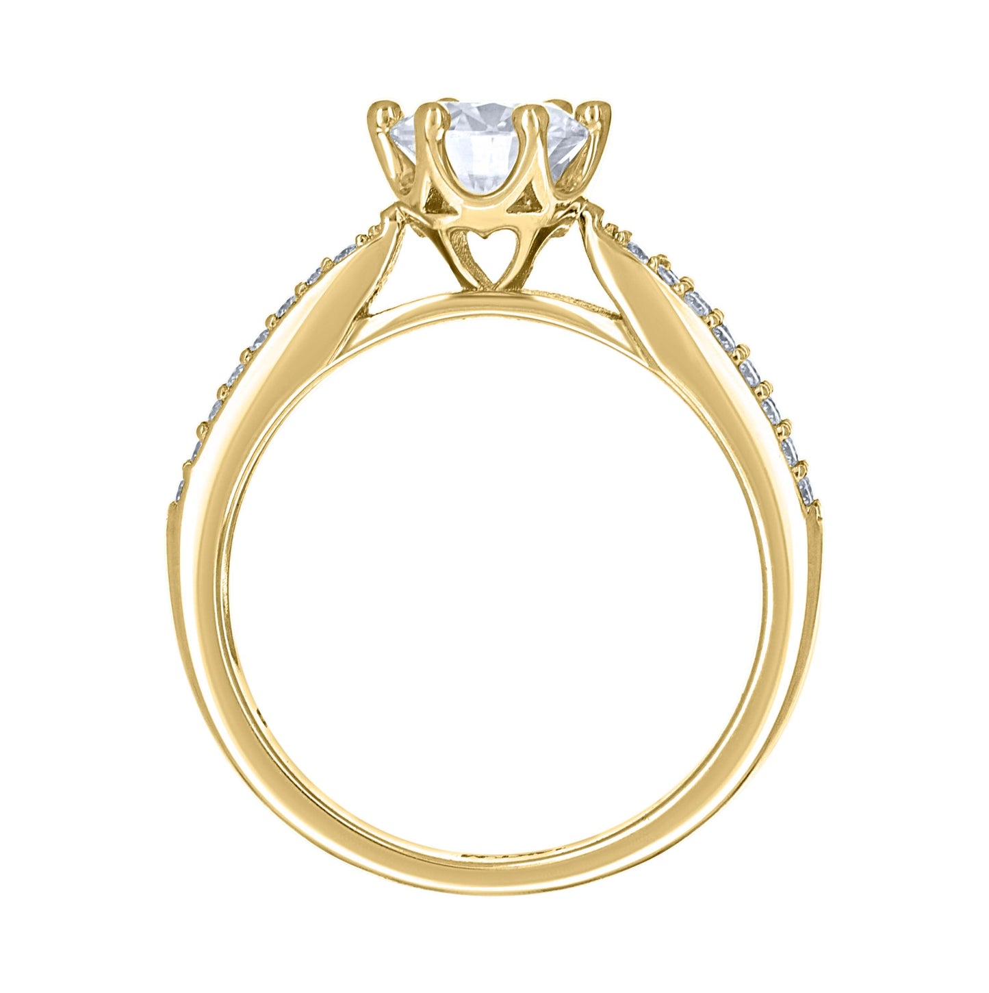 14K Yellow Gold Womens Moissanite Solitaire Engagement Ring Size 7