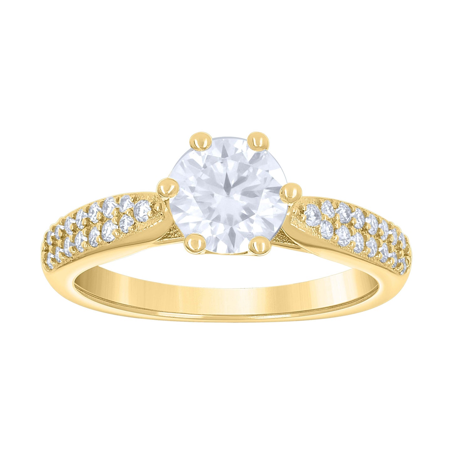 14K Yellow Gold Womens Moissanite Solitaire Engagement Ring Size 7