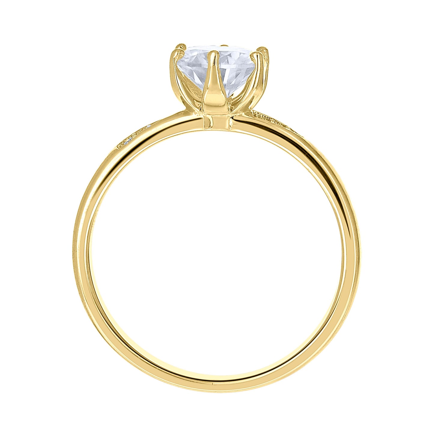 14K Yellow Gold Womens Moissanite Solitaire Engagement Ring Size 7