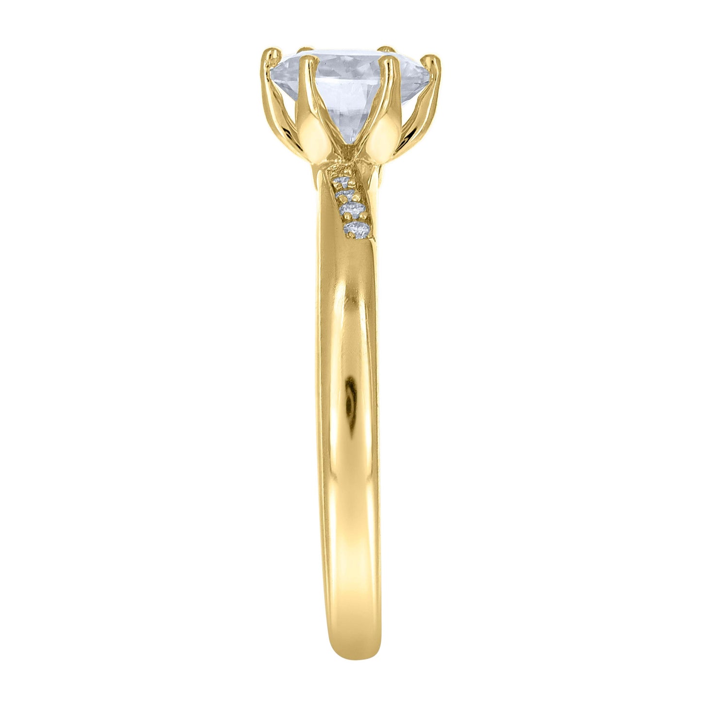 14K Yellow Gold Womens Moissanite Solitaire Engagement Ring Size 7