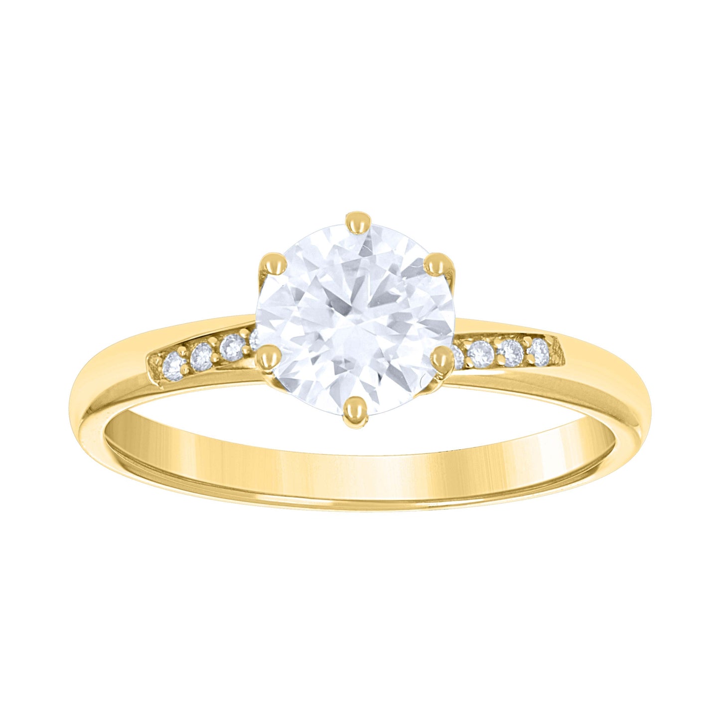 14K Yellow Gold Womens Moissanite Solitaire Engagement Ring Size 7