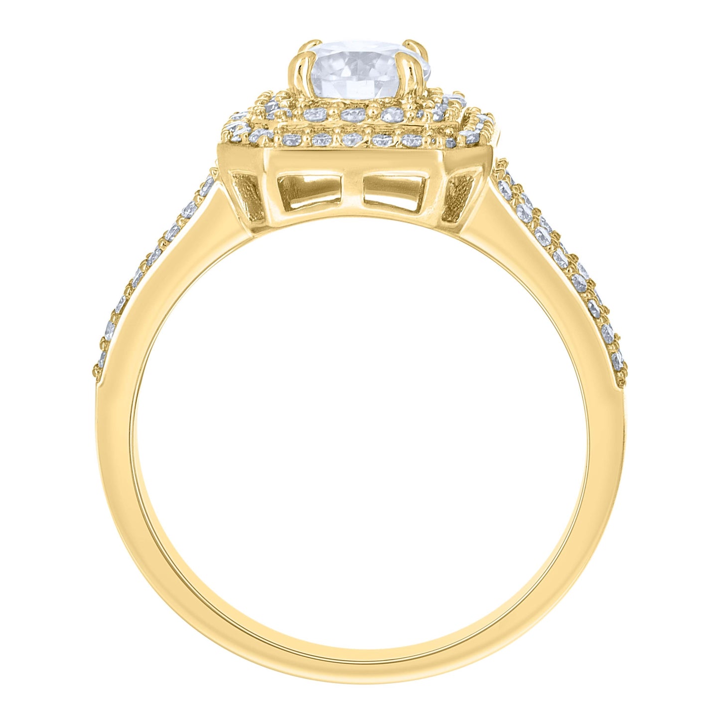 14K Yellow Gold Womens Moissanite Fashion Engagement Ring Size 7
