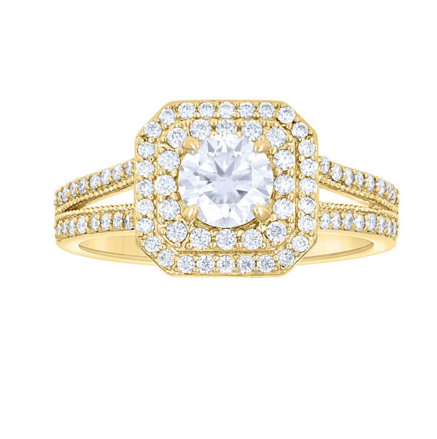 14K Yellow Gold Womens Moissanite Fashion Engagement Ring Size 7
