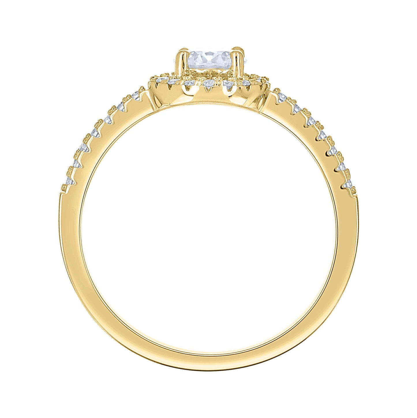 14K Yellow Gold Womens Moissanite Halo Engagement Ring Size 7