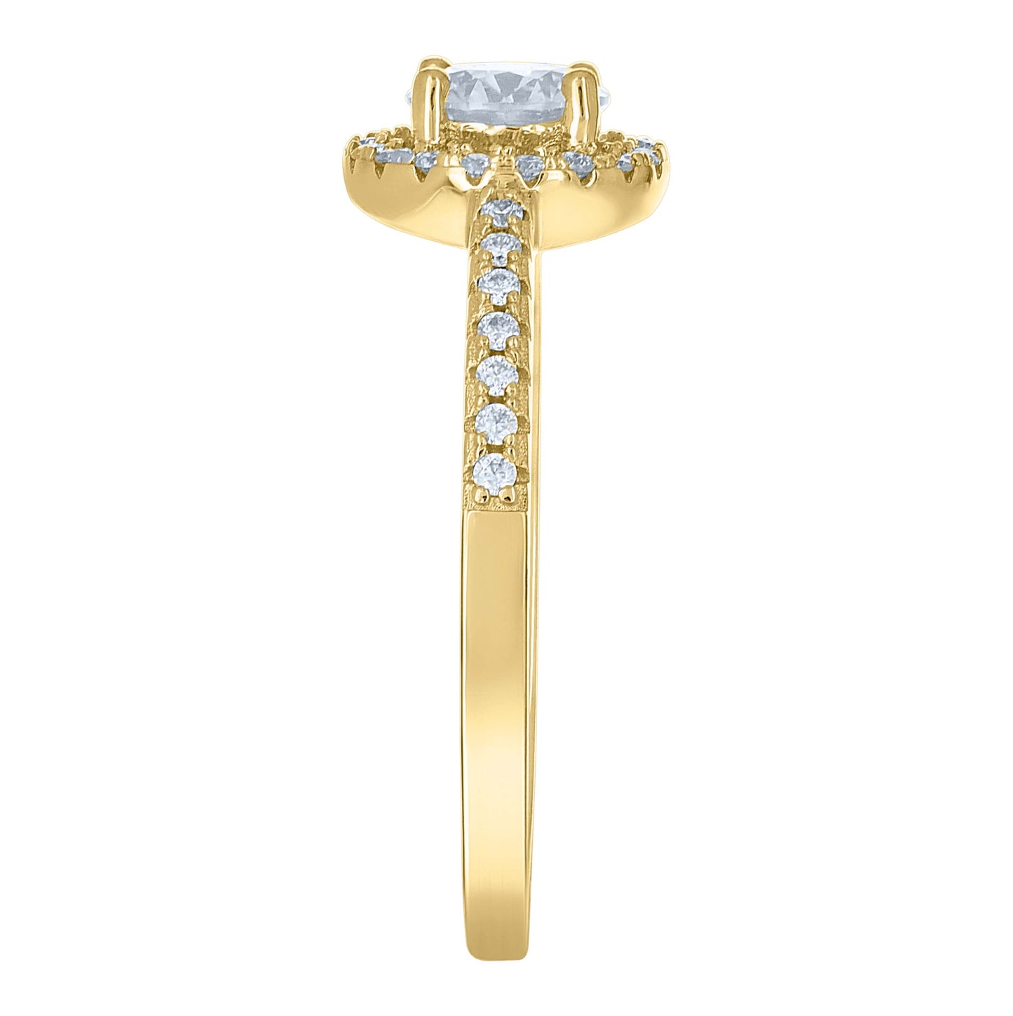 14K Yellow Gold Womens Moissanite Halo Engagement Ring Size 7