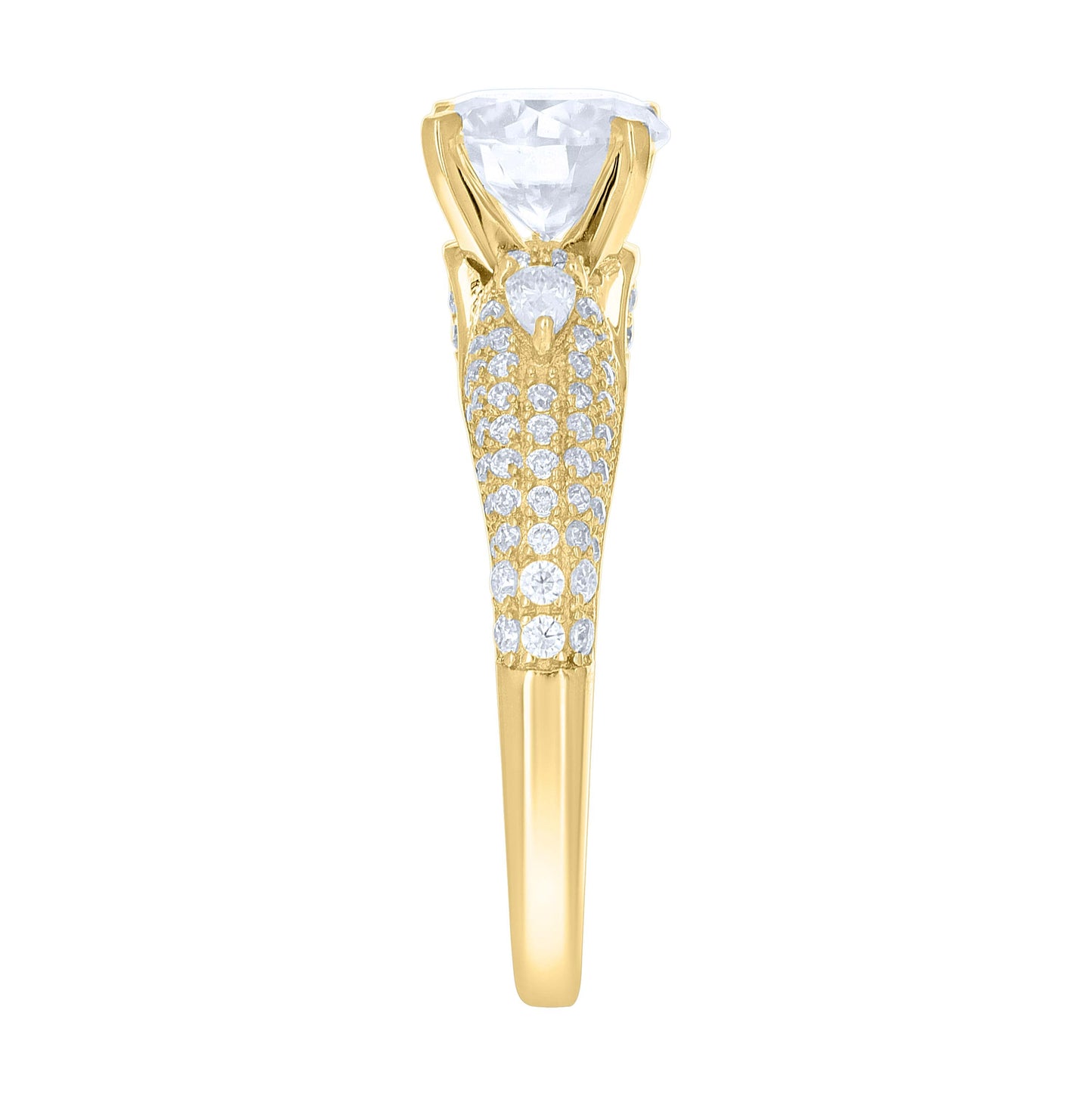 14K Yellow Gold Womens Moissanite Fashion Engagement Ring Size 7