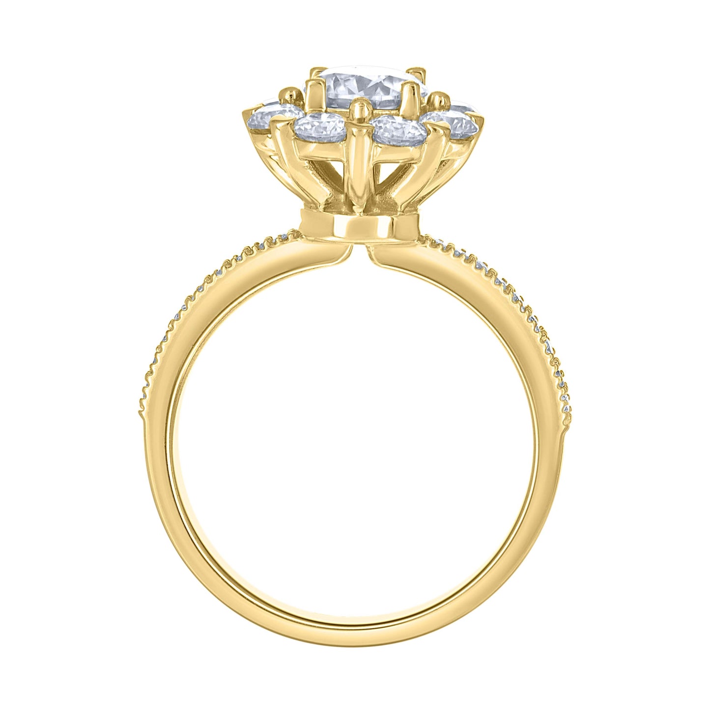 14K Yellow Gold Womens Moissanite Flower Engagement Ring Size 7