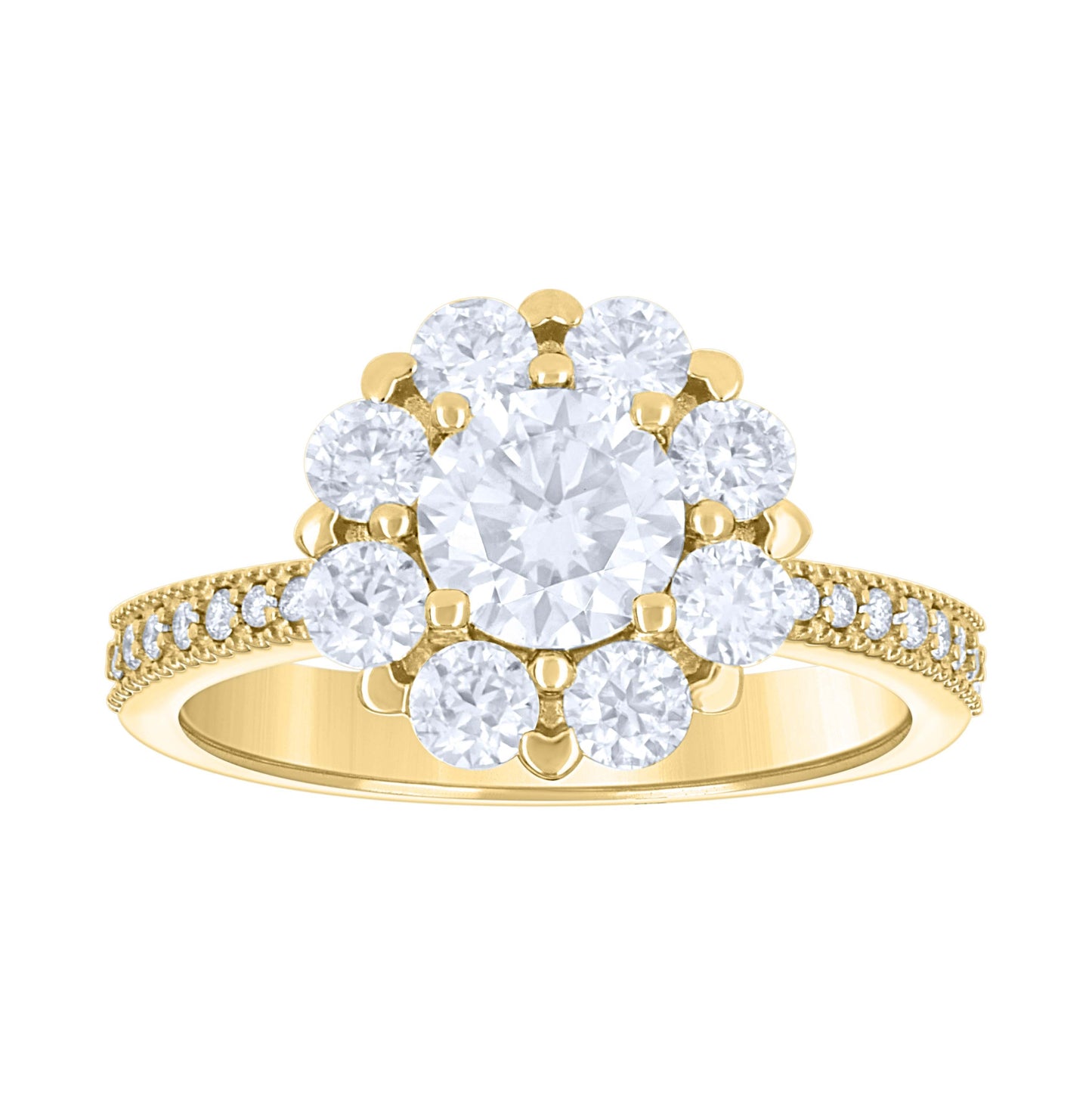 14K Yellow Gold Womens Moissanite Flower Engagement Ring Size 7
