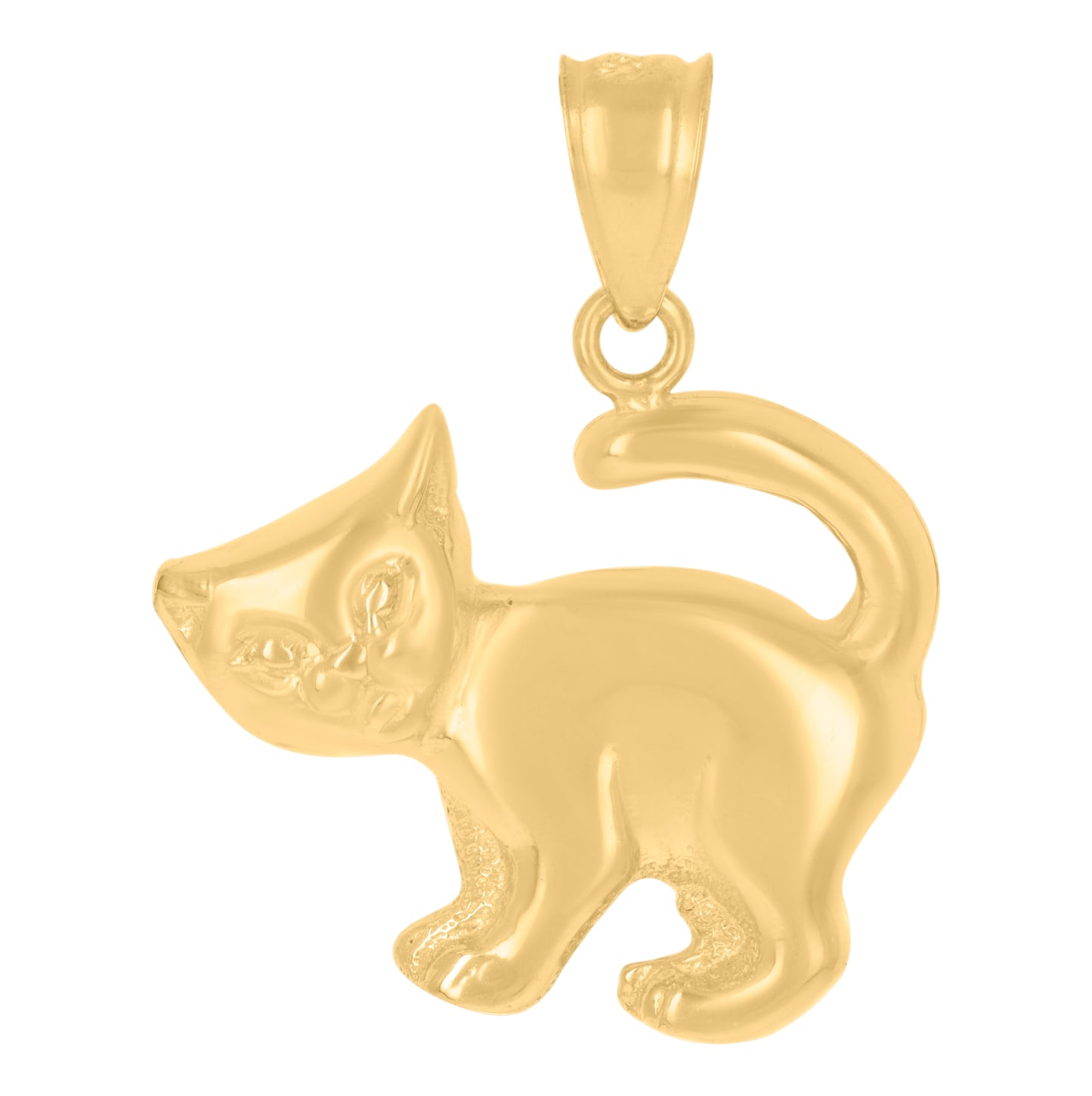 10K Yellow Gold Womens Kitty Cat Animal Charm Pendant