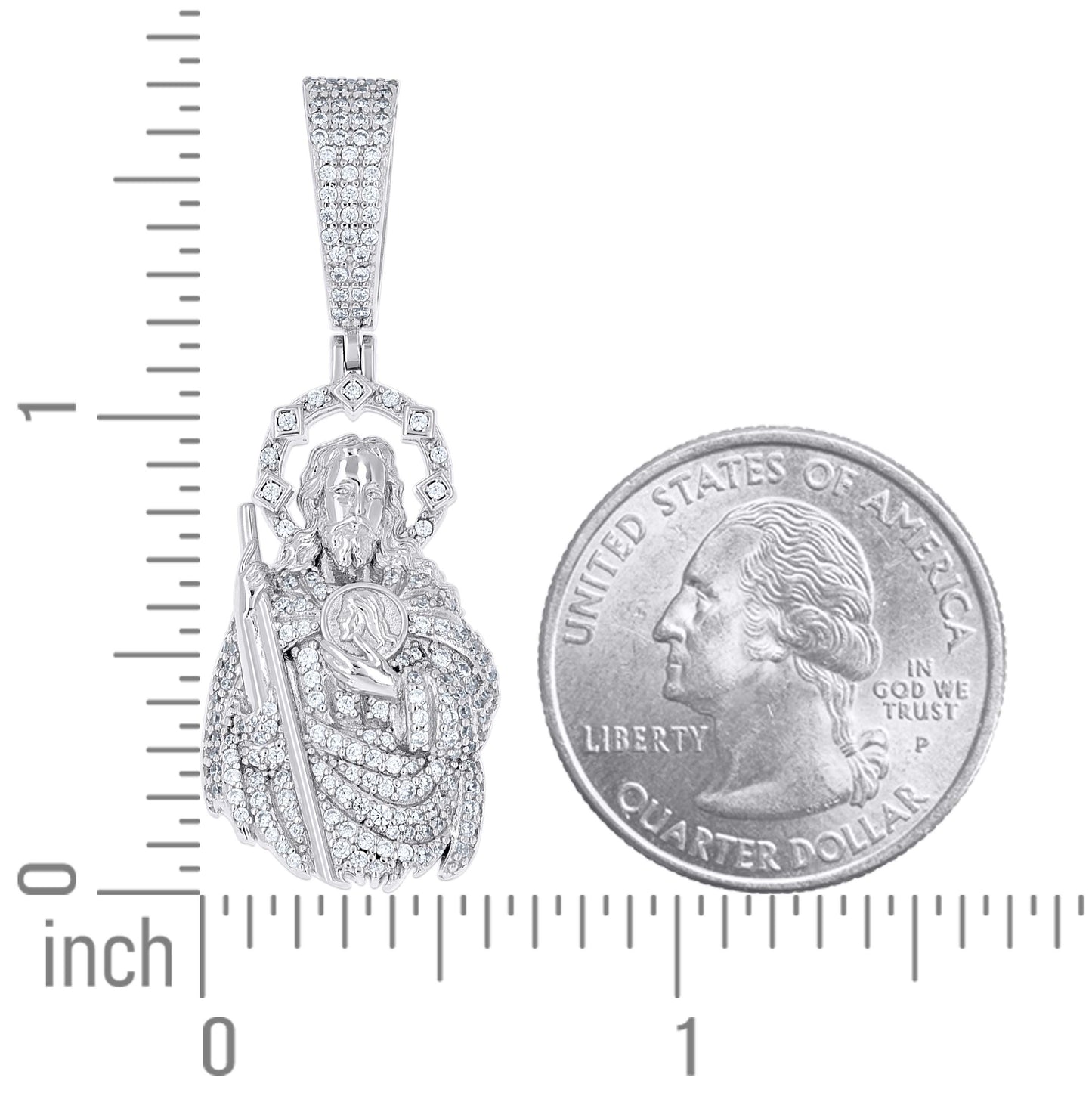 Sterling Silver Unisex Moissanite St. Jude Religious Pendant