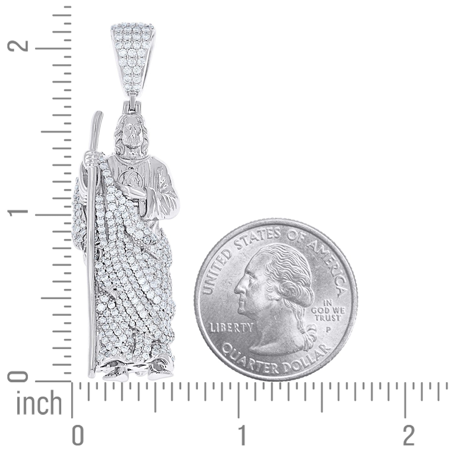 Sterling Silver Mens Moissanite St. Jude Religious Pendant