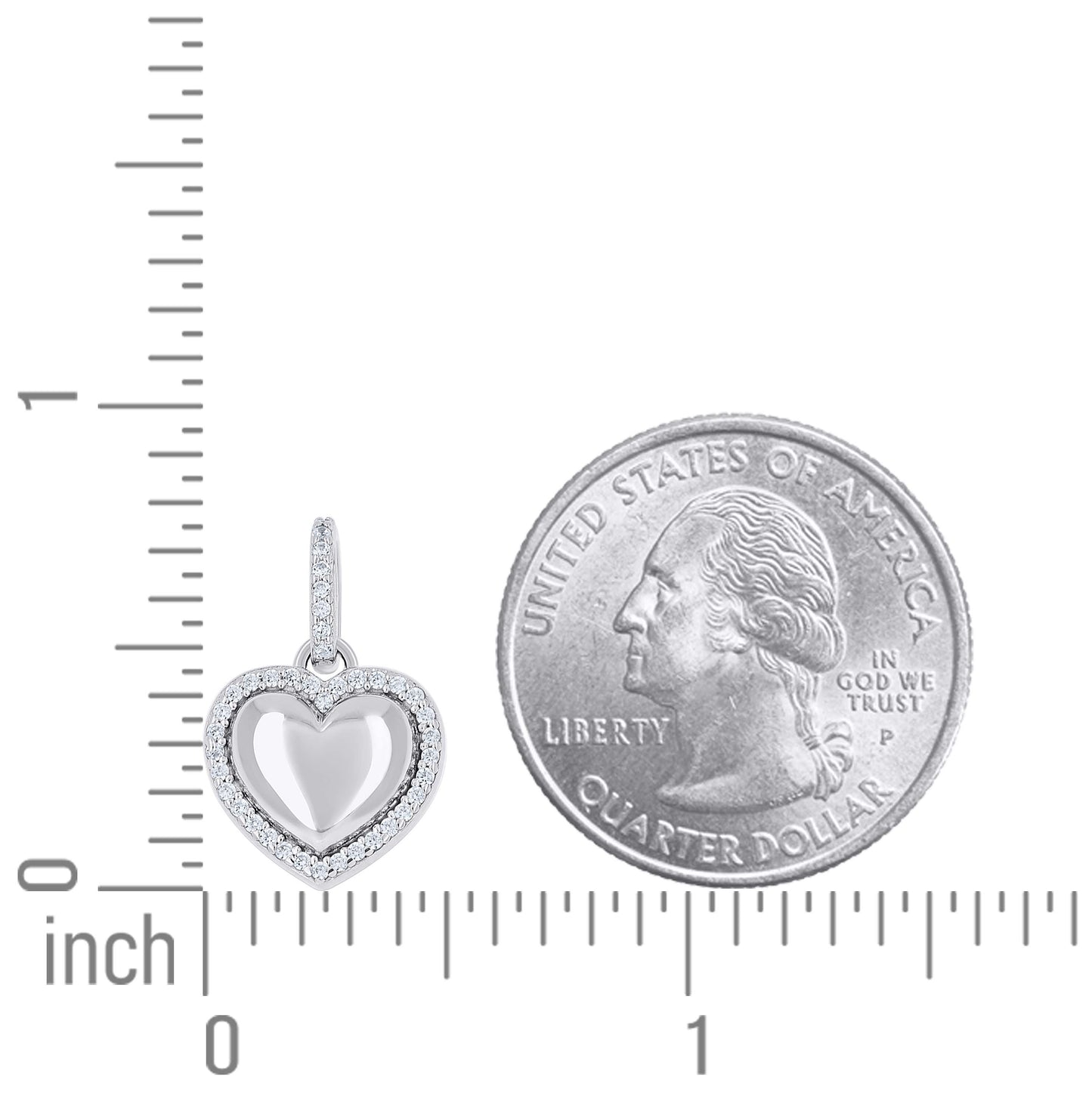 Sterling Silver Womens Cubic-Zirconia Heart Pendant