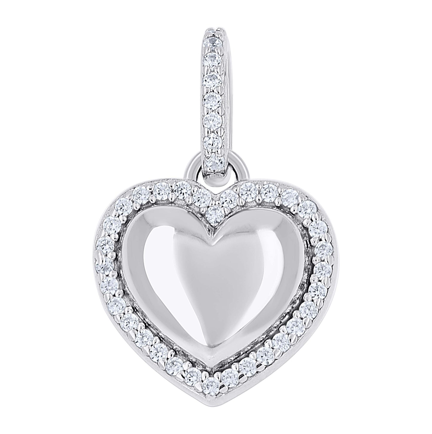 Sterling Silver Womens Cubic-Zirconia Heart Pendant