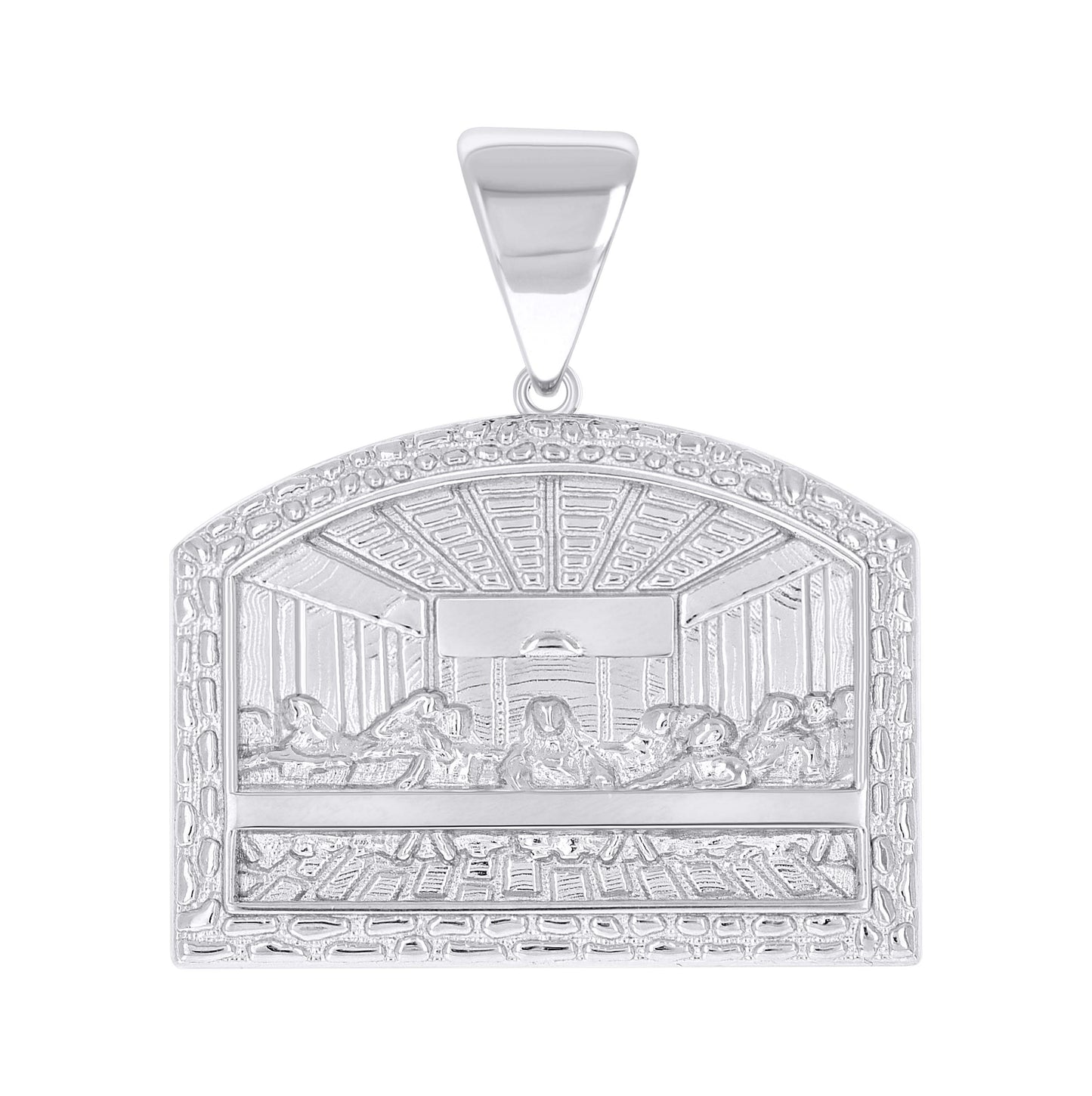 Sterling Silver Mens Last Supper Religious Pendant